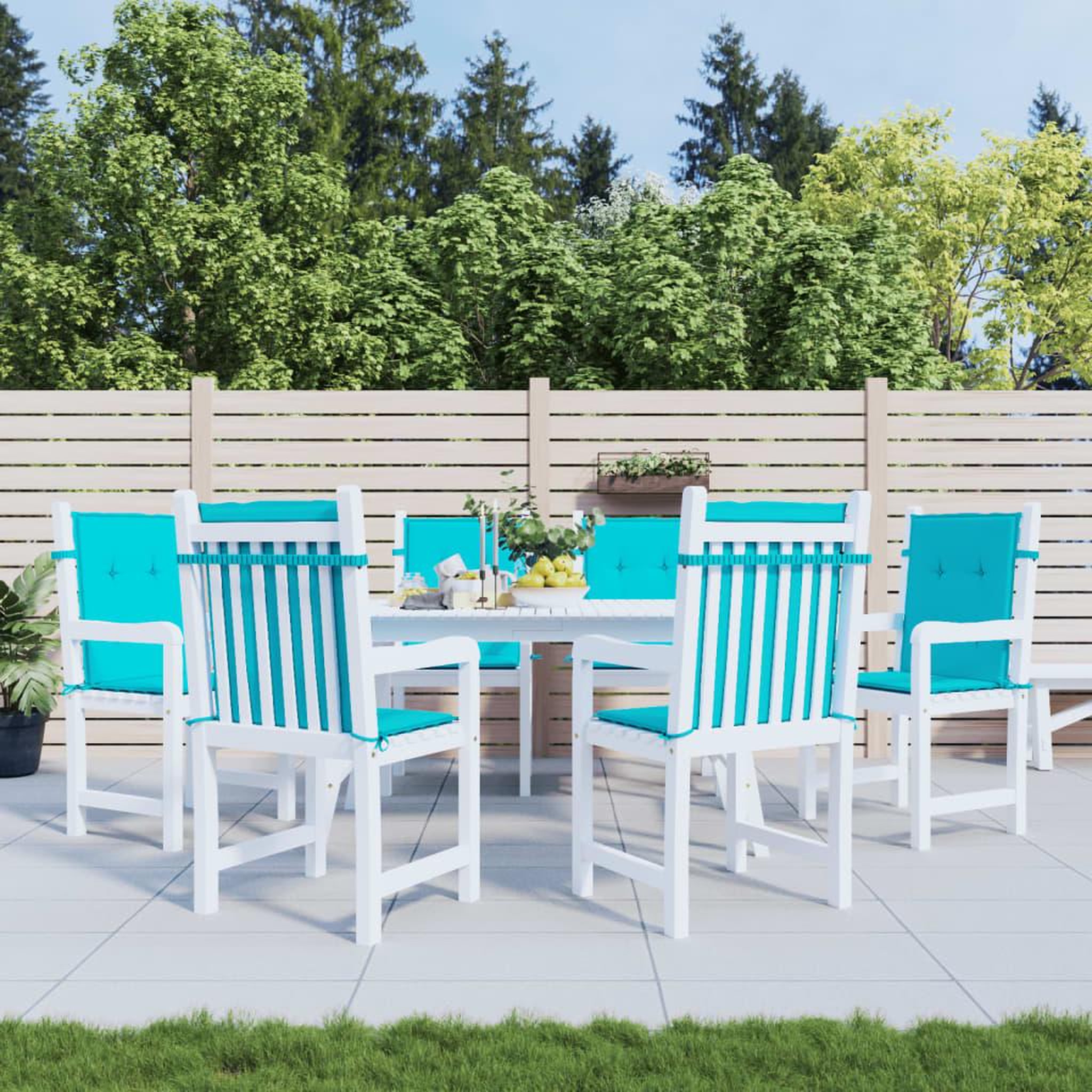 VIDAXL Coussins de chaise a dossier bas lot de 6 turquoise tissu