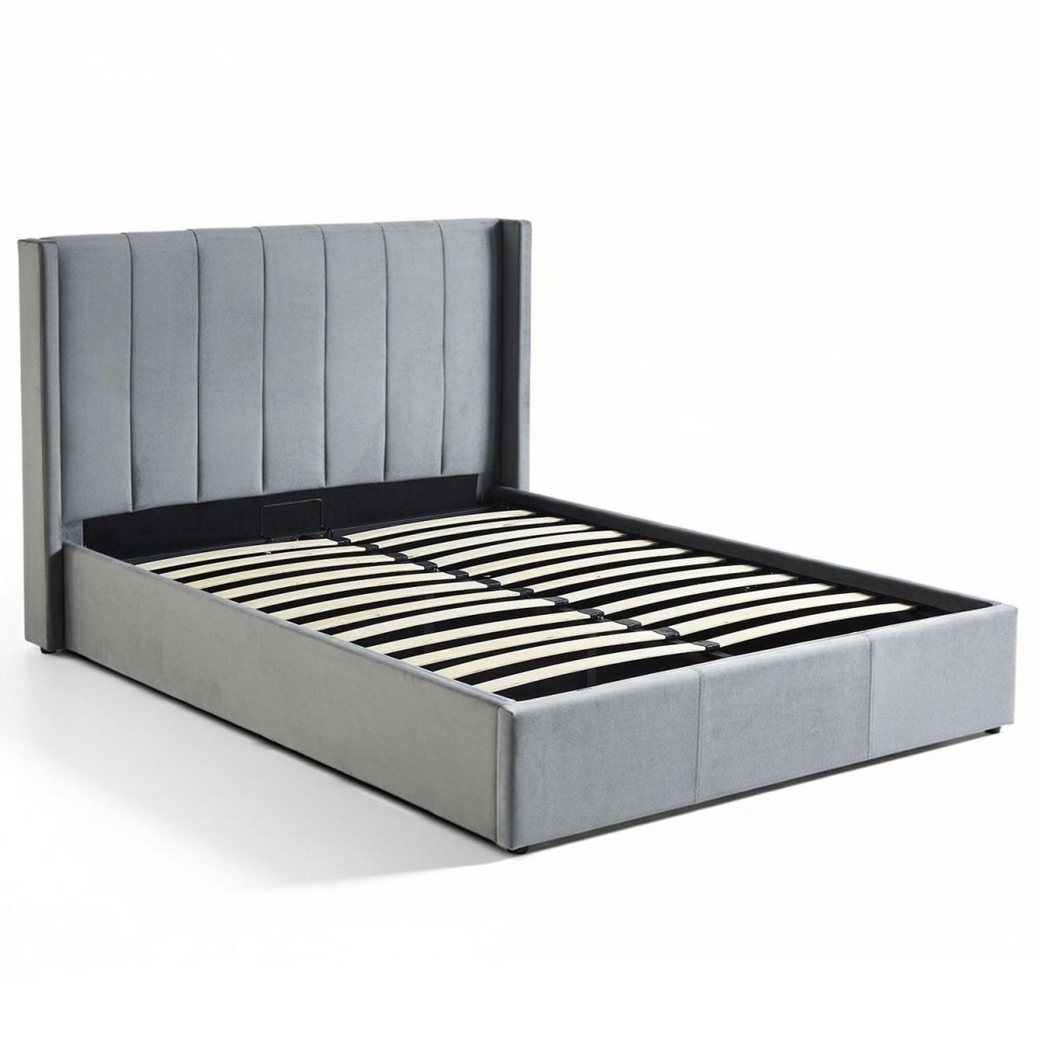 Voir la diapositive 2 : Paris Prix Pack lit coffre en velours & matelas  maggie & goodream  160x200cm gris