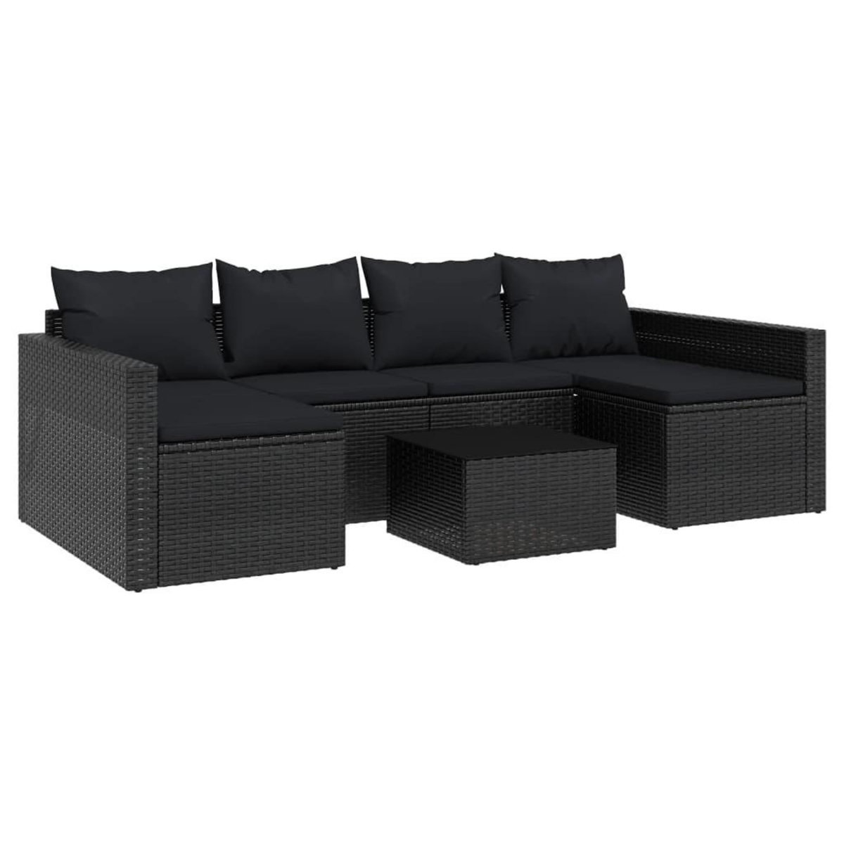 VIDAXL Salon de jardin 2 pcs avec coussins Noir Resine tressee