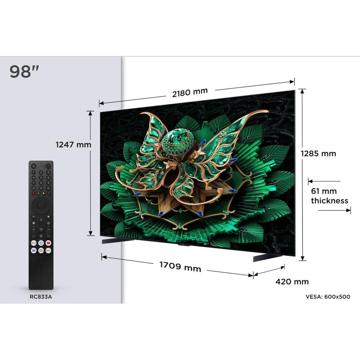 TCL TV Mini Led 98C79K 2025-98 pouces (248cm)