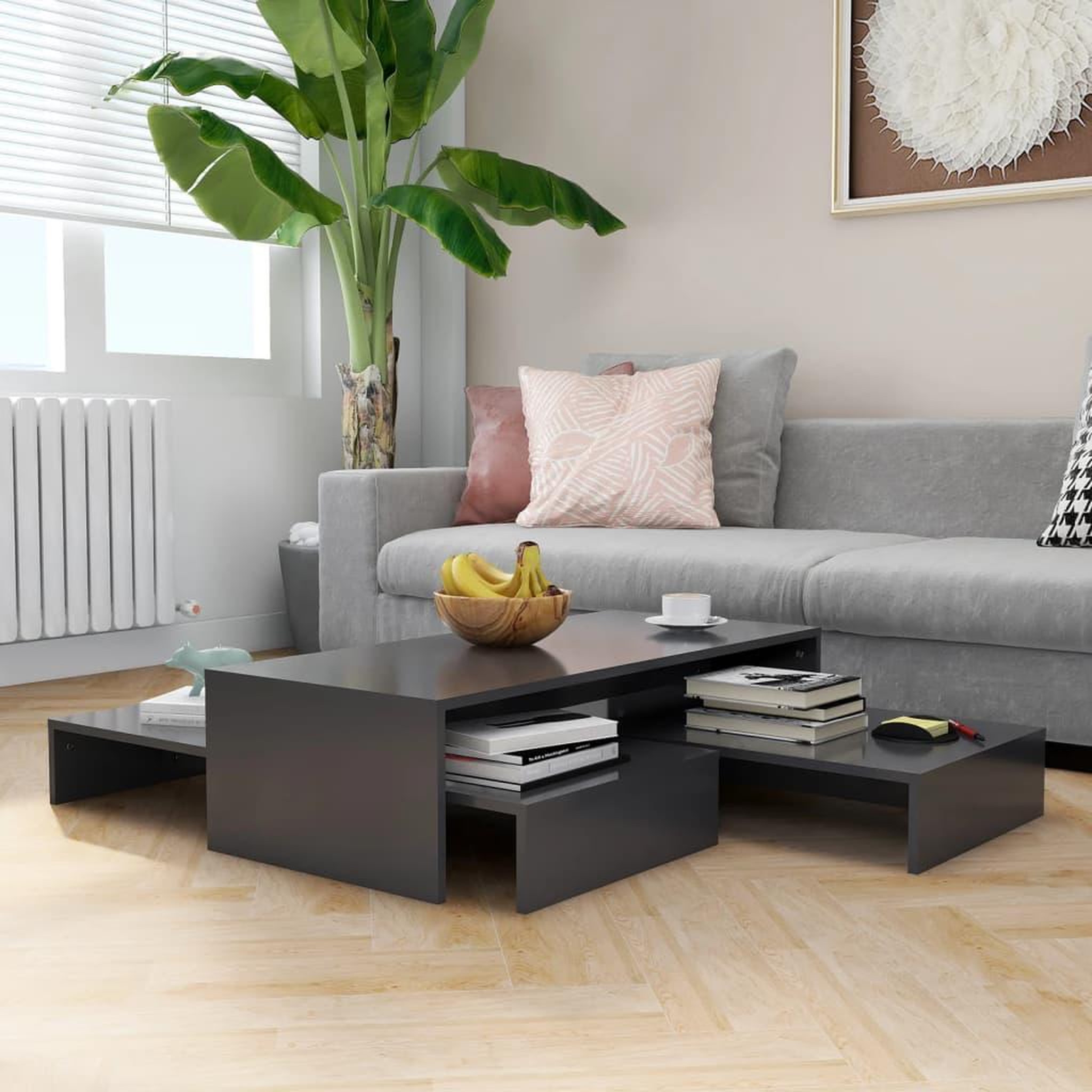 Voir la diapositive 1 : VIDAXL Set de tables basses gigognes gris bois d'ingenierie