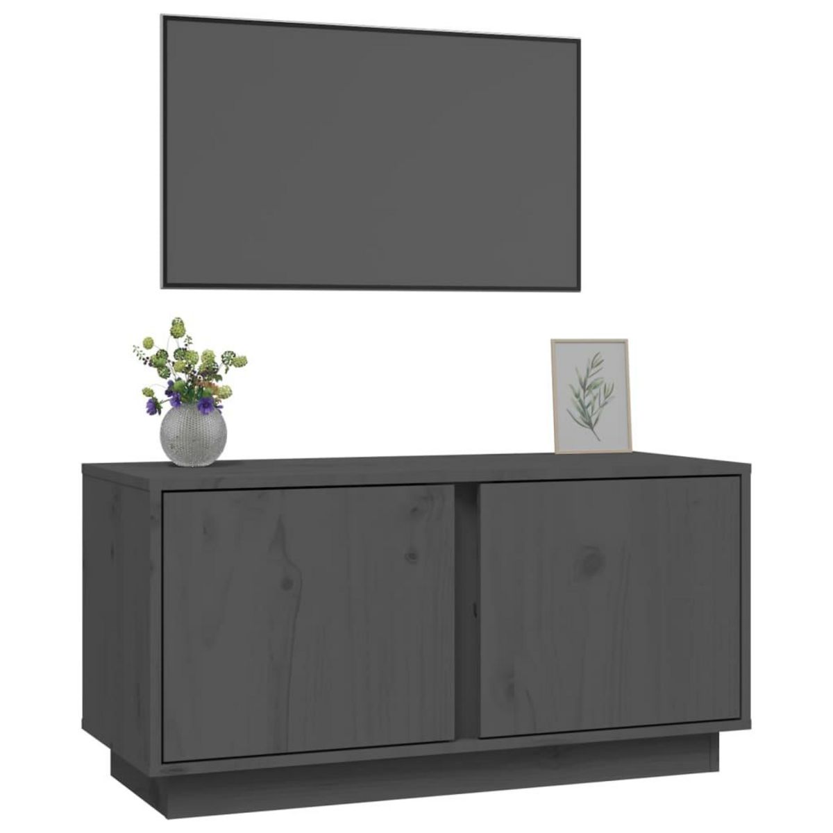 VIDAXL Meuble TV Gris 80x35x40,5 cm Bois de pin massif