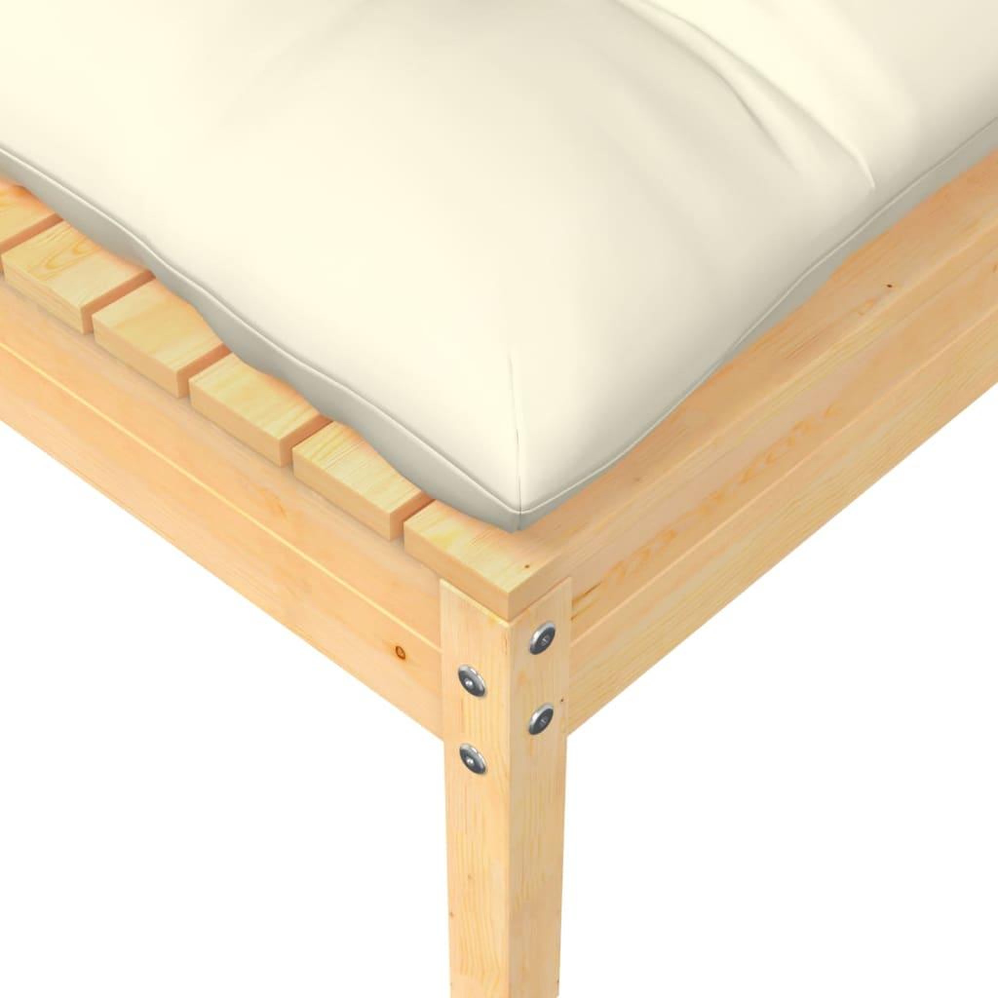 Voir la diapositive 4 : VIDAXL Canape 2 places de jardin et coussins creme Bois de pin solide
