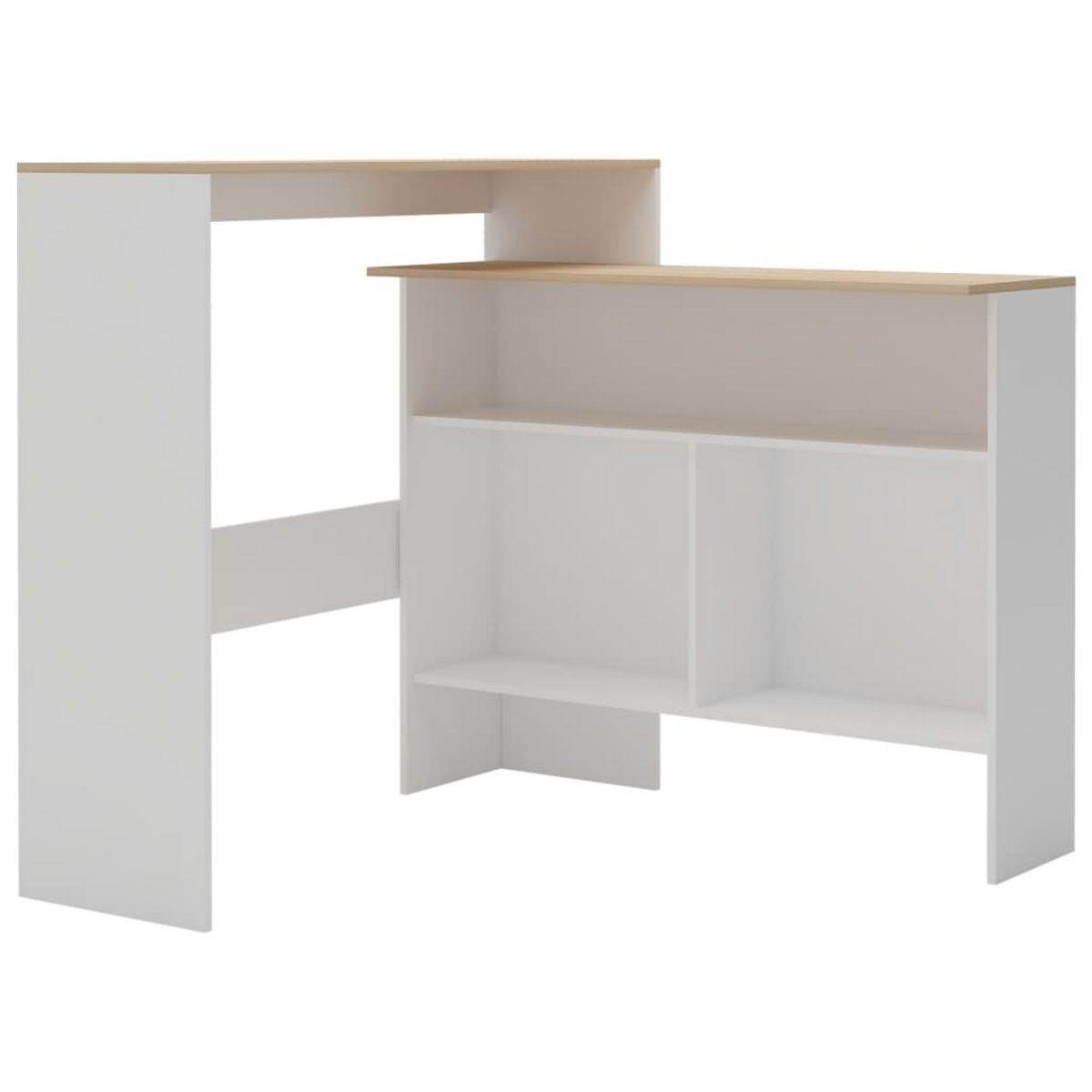VIDAXL Table de bar avec 2 dessus de table Blanc et chene 130x40x120cm