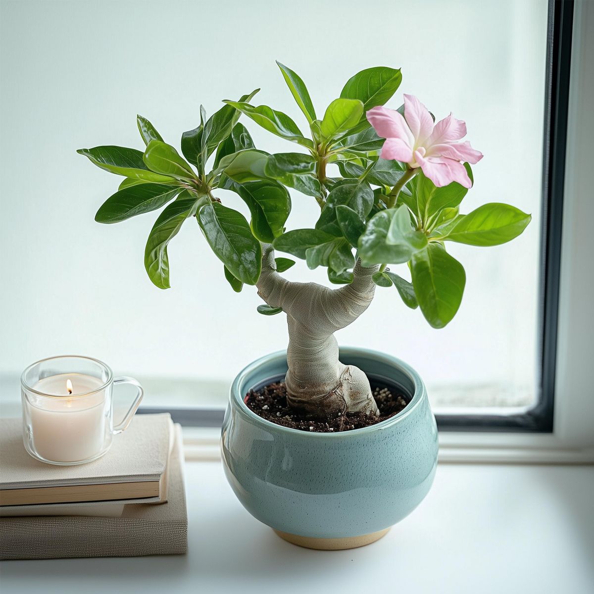 PLANT IN A BOX Rose du désert - Set de 2 - Adenium obesum - Hauteur 25-40cm - ⌀10,5cm