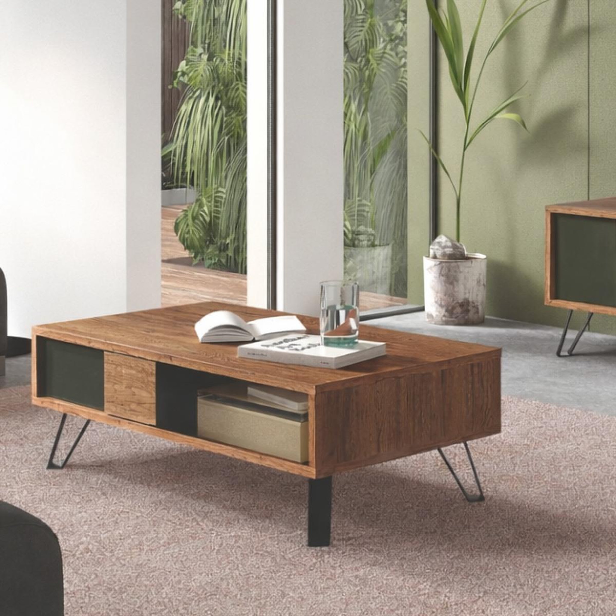 Voir la diapositive 2 : JLC KREATION Table basse en bois avec tiroirs pedro