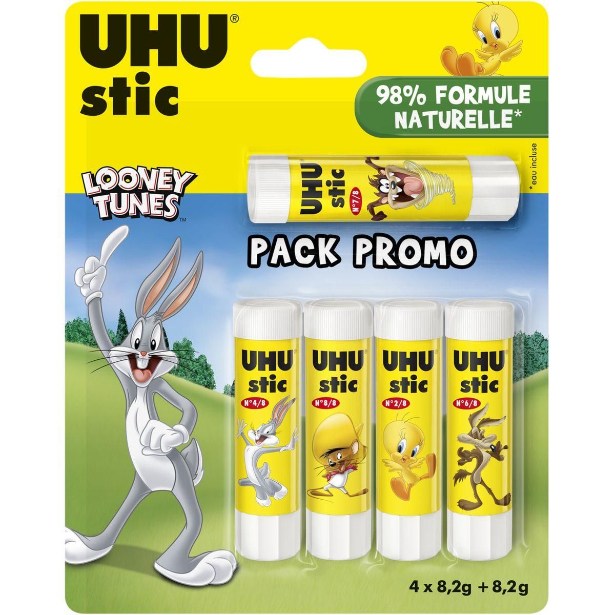 UHU Lot de 5 bâtons de colle 8,2g LOONEY TUNES