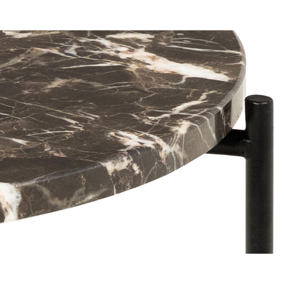 LISA DESIGN Ezaro - table basse ronde - 42 cm - plateau en marbre - pieds en acier