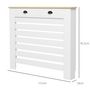 Voir la diapositive 3 : HOMCOM Cache-radiateur design panneau avec tiroirs - grille d'aération horizontale à lattes - dim. 111L x 19l x 95H cm - MDF effet bois clair blanc