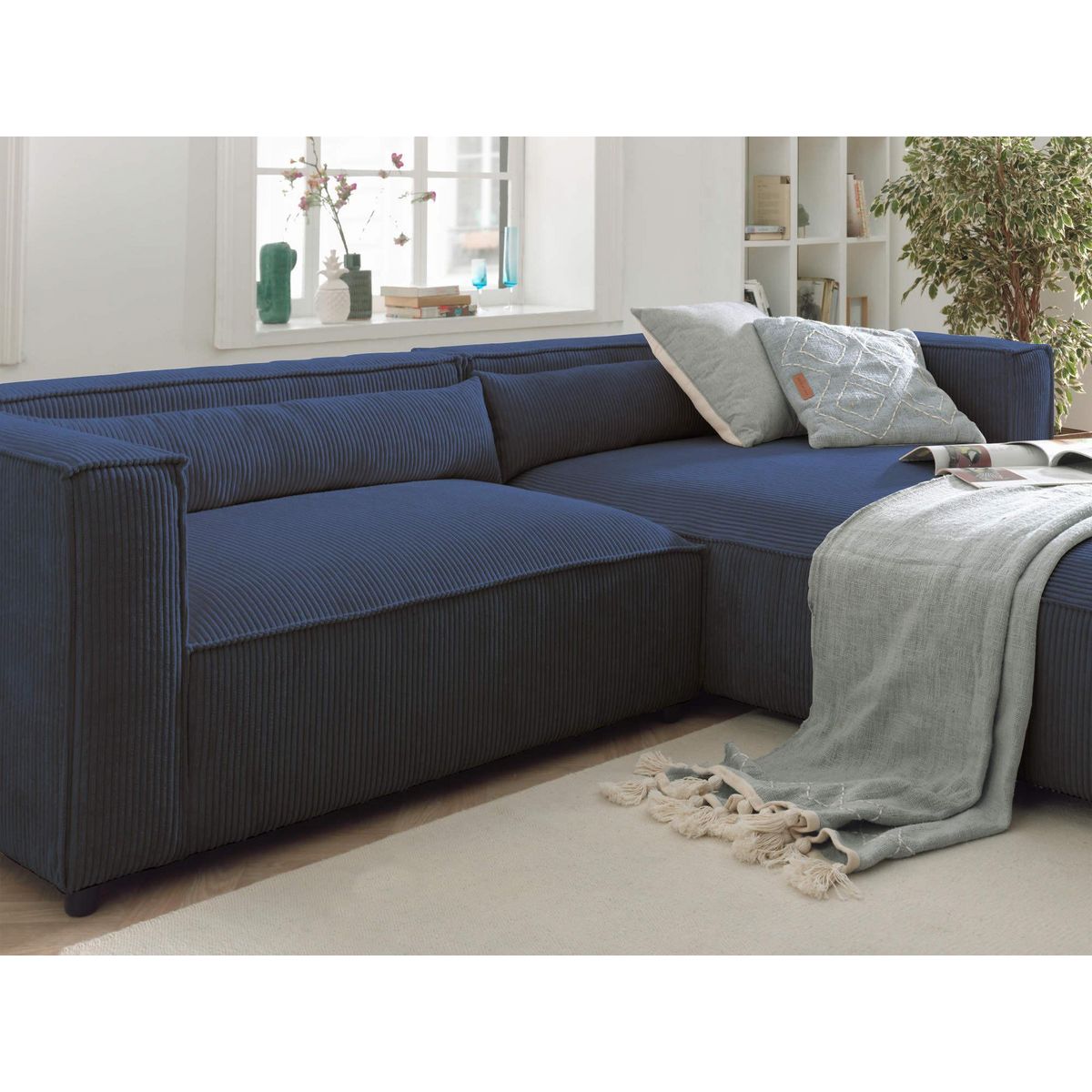 LISA DESIGN Ela - canapé d'angle droit 4 places - en velours côtelé - style contemporain