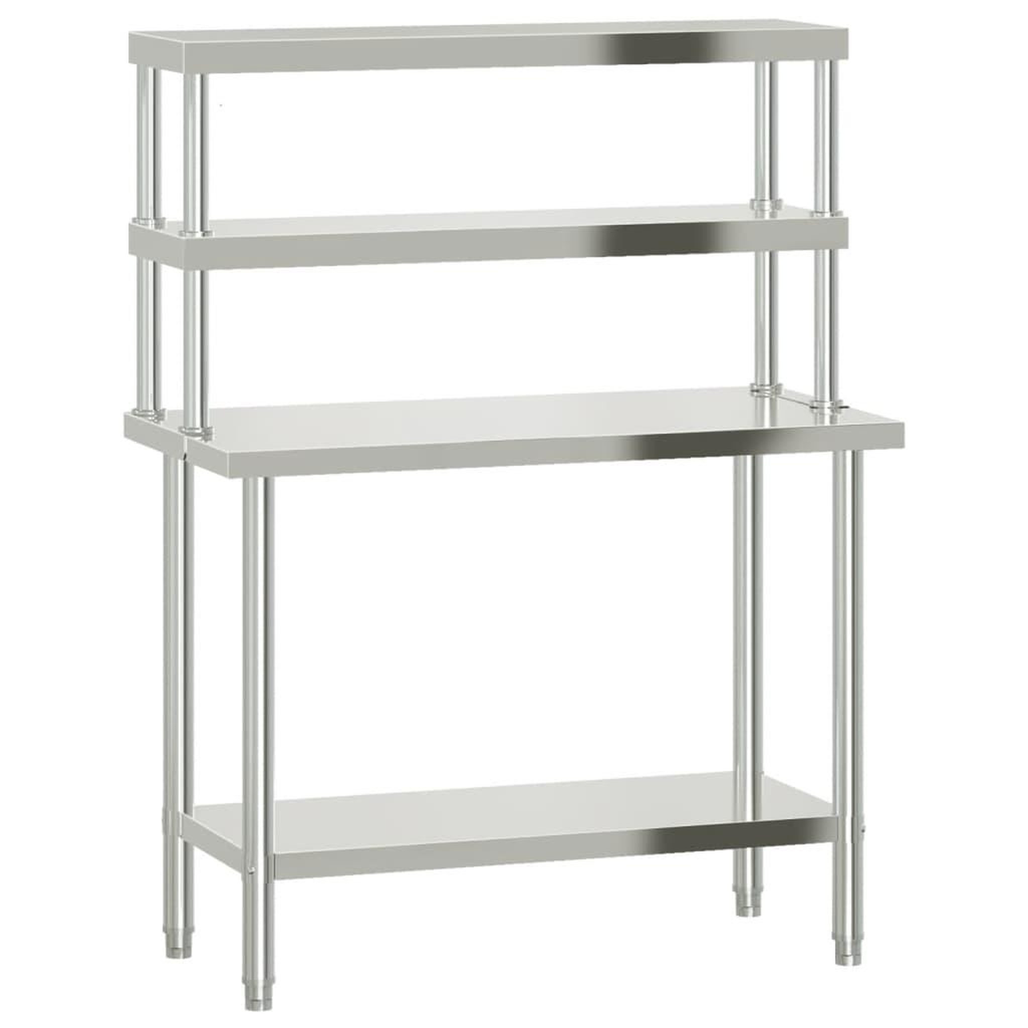 Voir la diapositive 2 : VIDAXL Table de travail de cuisine avec etagere 110x55x150 cm inox