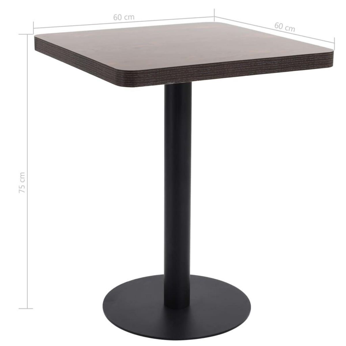 VIDAXL Table de bistro Marron fonce 60x60 cm MDF