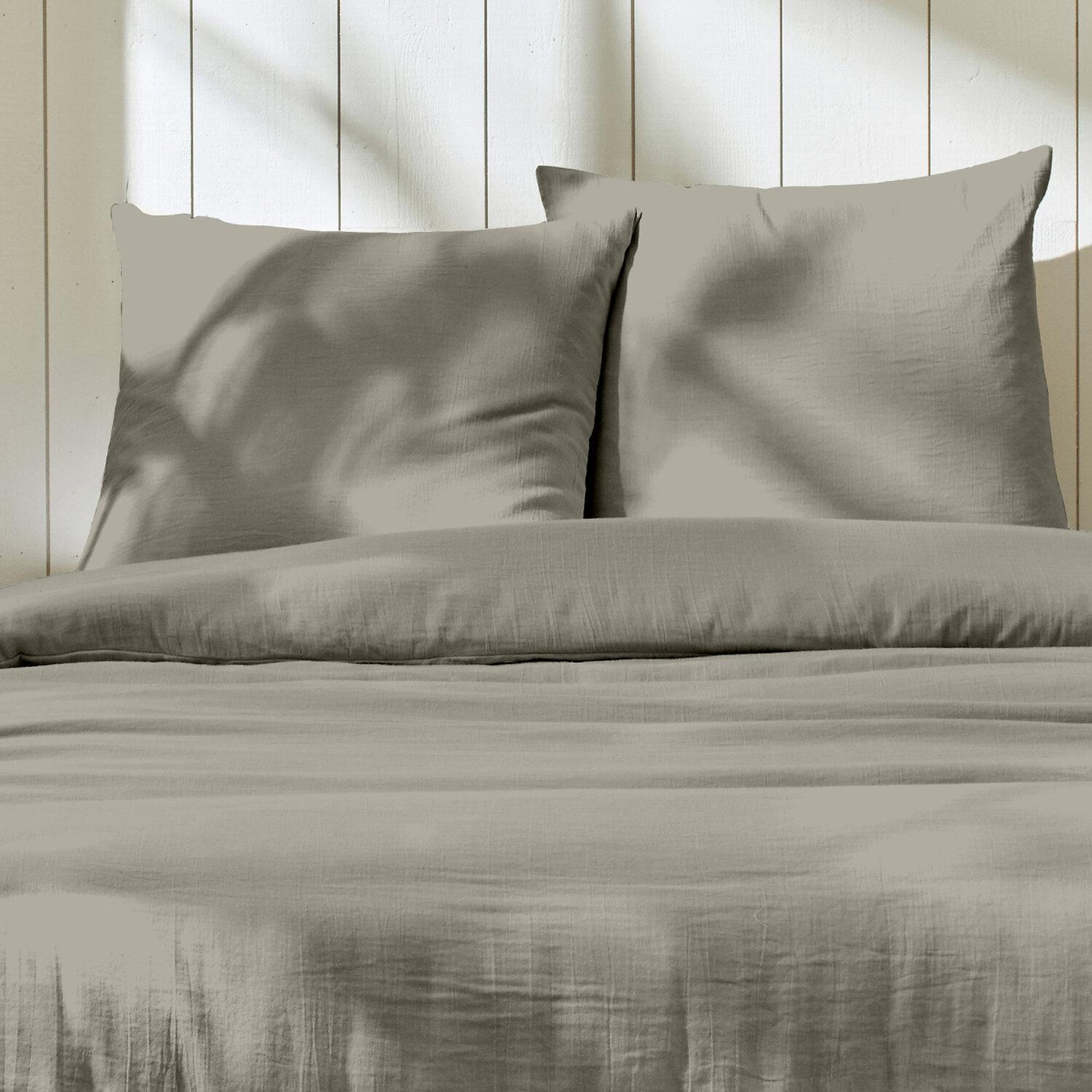 Voir la diapositive 3 : Home collection Parure housse de couette en gaze de coton - rose