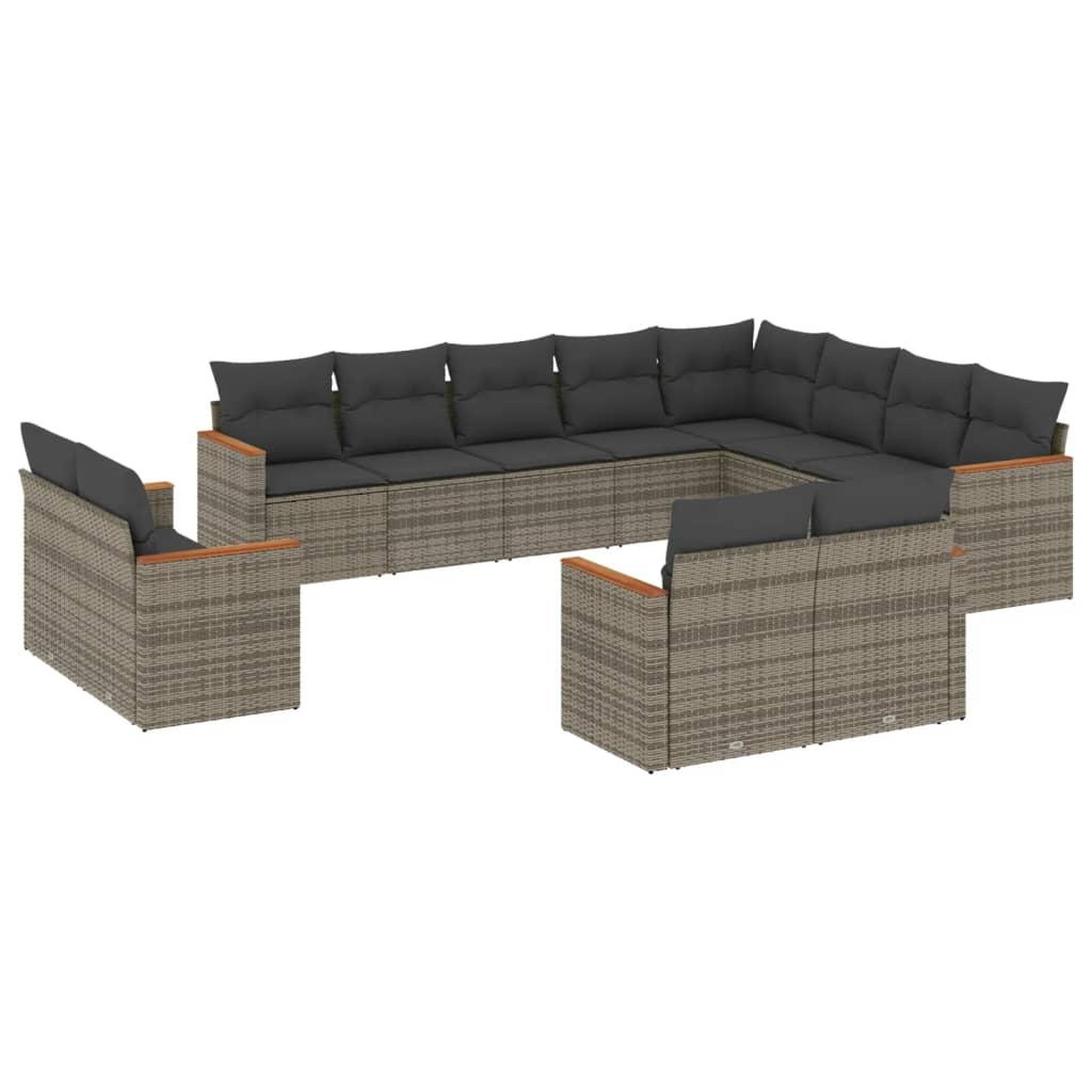 Voir la diapositive 2 : VIDAXL Salon de jardin avec coussins 12 pcs gris resine tressee