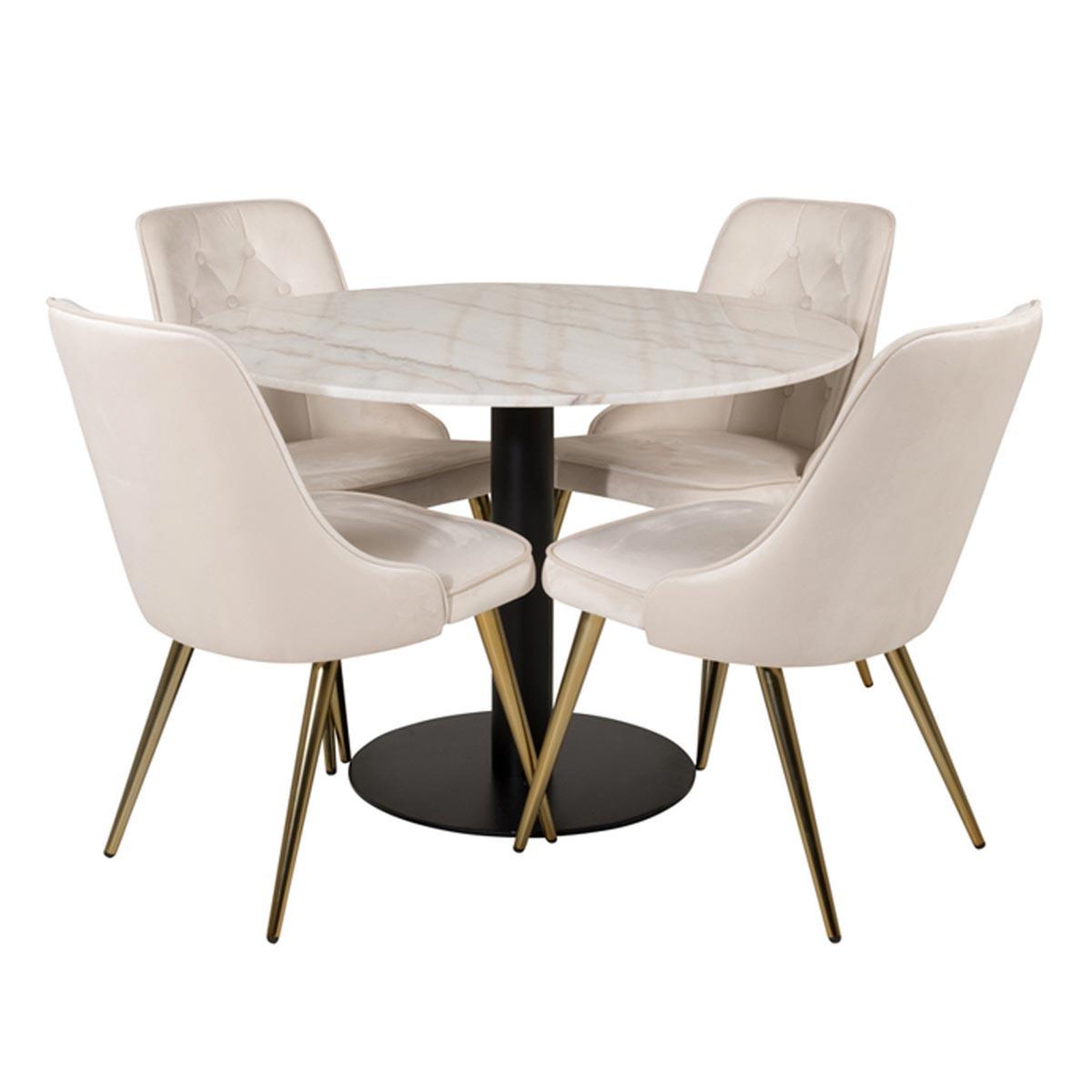 Paris Prix Ensemble table à manger & 4 chaises  estelle i & deluxe ii  106cm blanc & beige