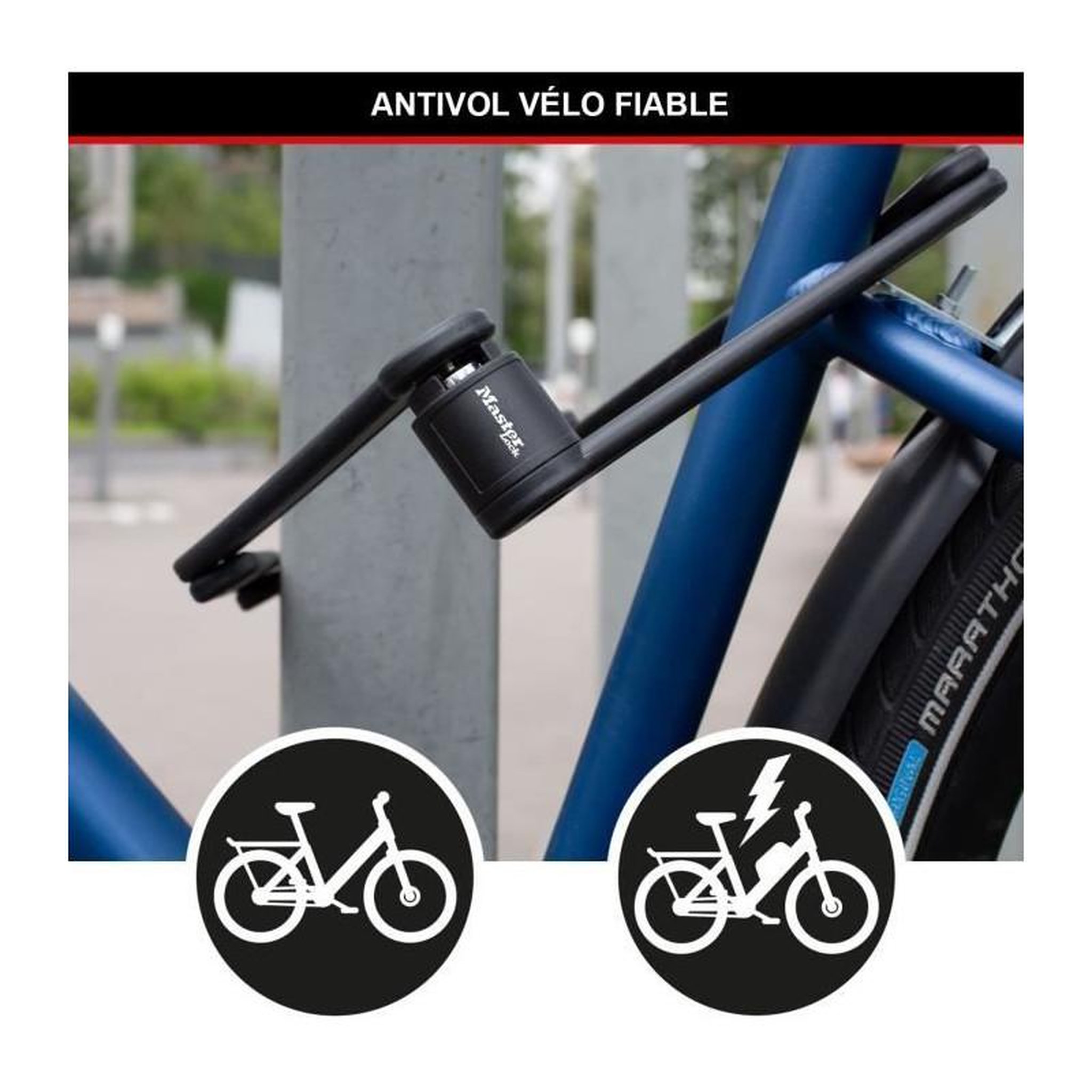 Voir la diapositive 3 : Master lock Antivol Vélo Pliable - MASTER LOCK - 8335EURDPRO - Acier Trempé, 4 Clés, Support Inclus