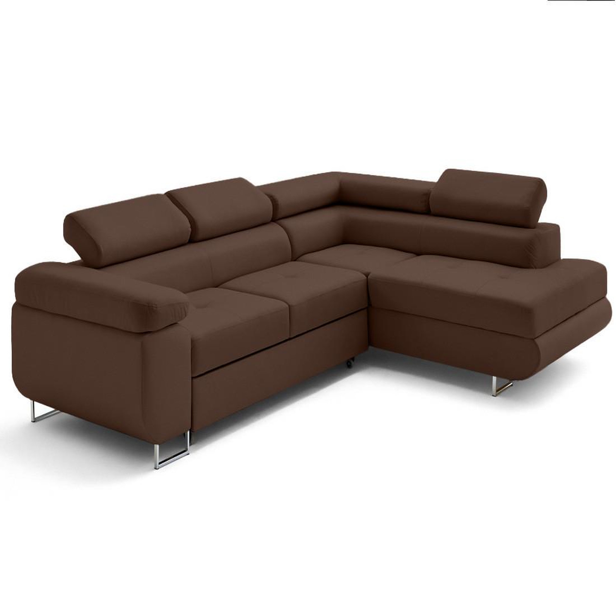 Voir la diapositive 2 : LISA DESIGN Zaria - canapé d'angle droit 5 places convertible avec coffre et têtières en simili