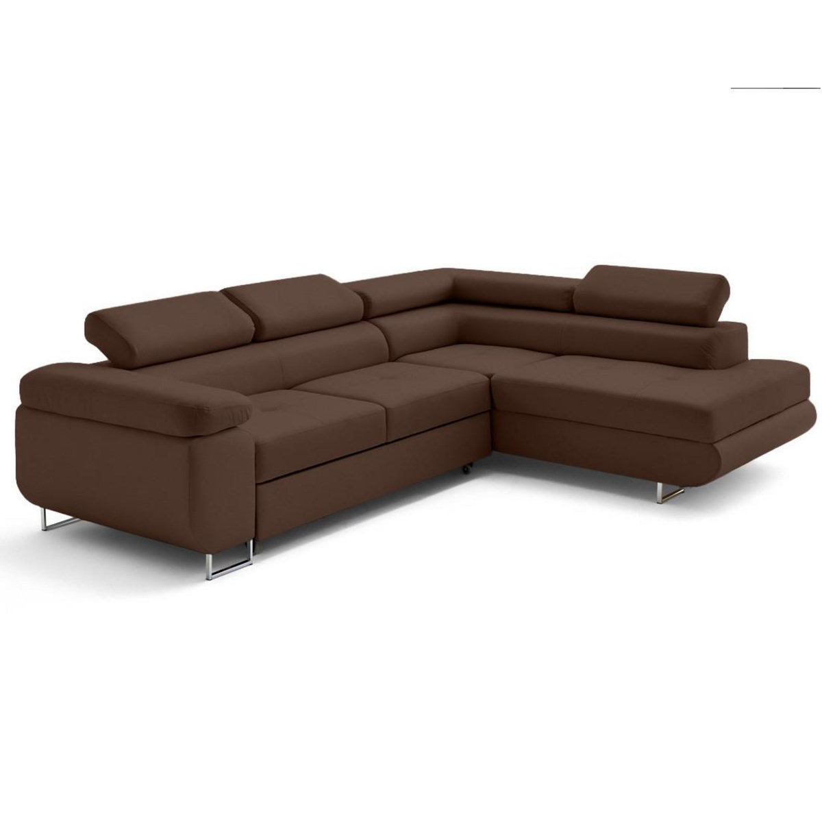 LISA DESIGN Zaria - canapé d'angle droit 5 places convertible avec coffre et têtières en simili