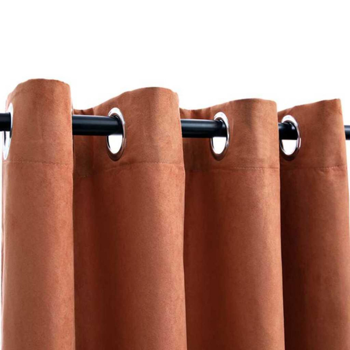 VIDAXL Rideaux occultants et anneaux en metal 2 pcs Rouille 140x245 cm