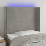 VIDAXL Tete de lit a LED Gris clair 103x16x118/128 cm Velours