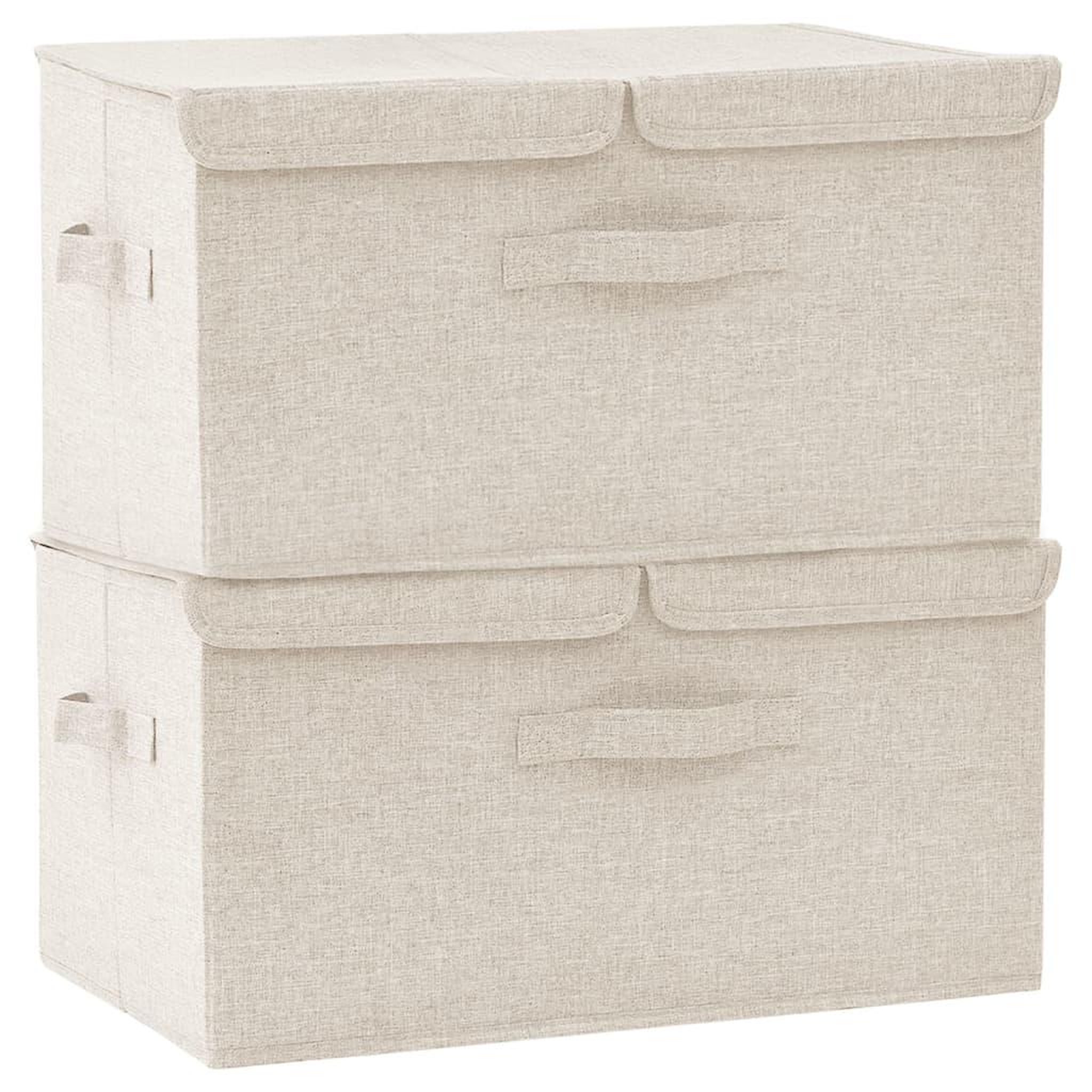 Voir la diapositive 2 : VIDAXL Boîtes de rangement 2 pcs Tissu 50x30x25 cm Creme