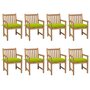 VIDAXL Chaises de jardin 8 pcs avec coussins vert vif Teck solide