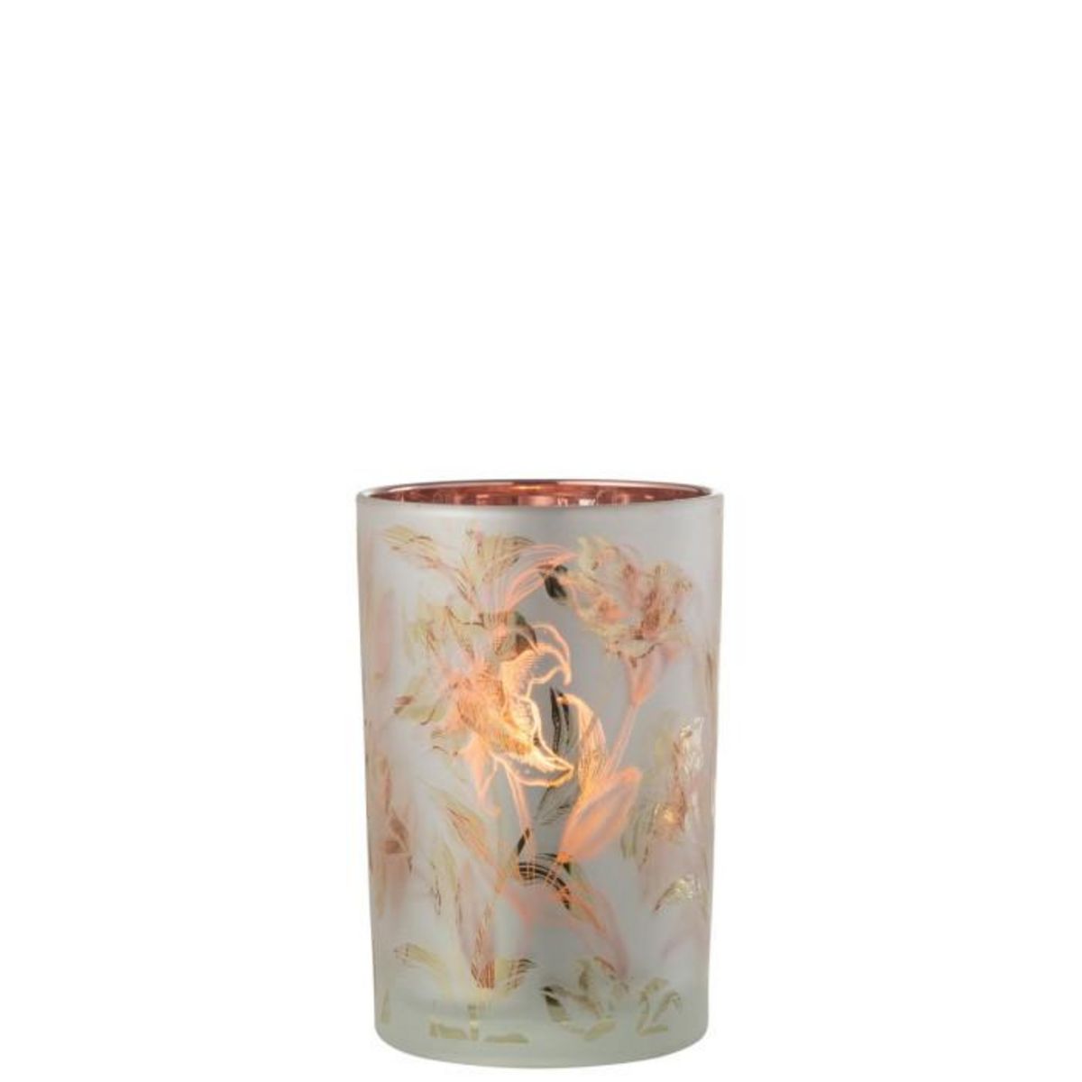 Paris Prix Photophore Déco en Verre Mat  Feuilles  18cm Multicolore