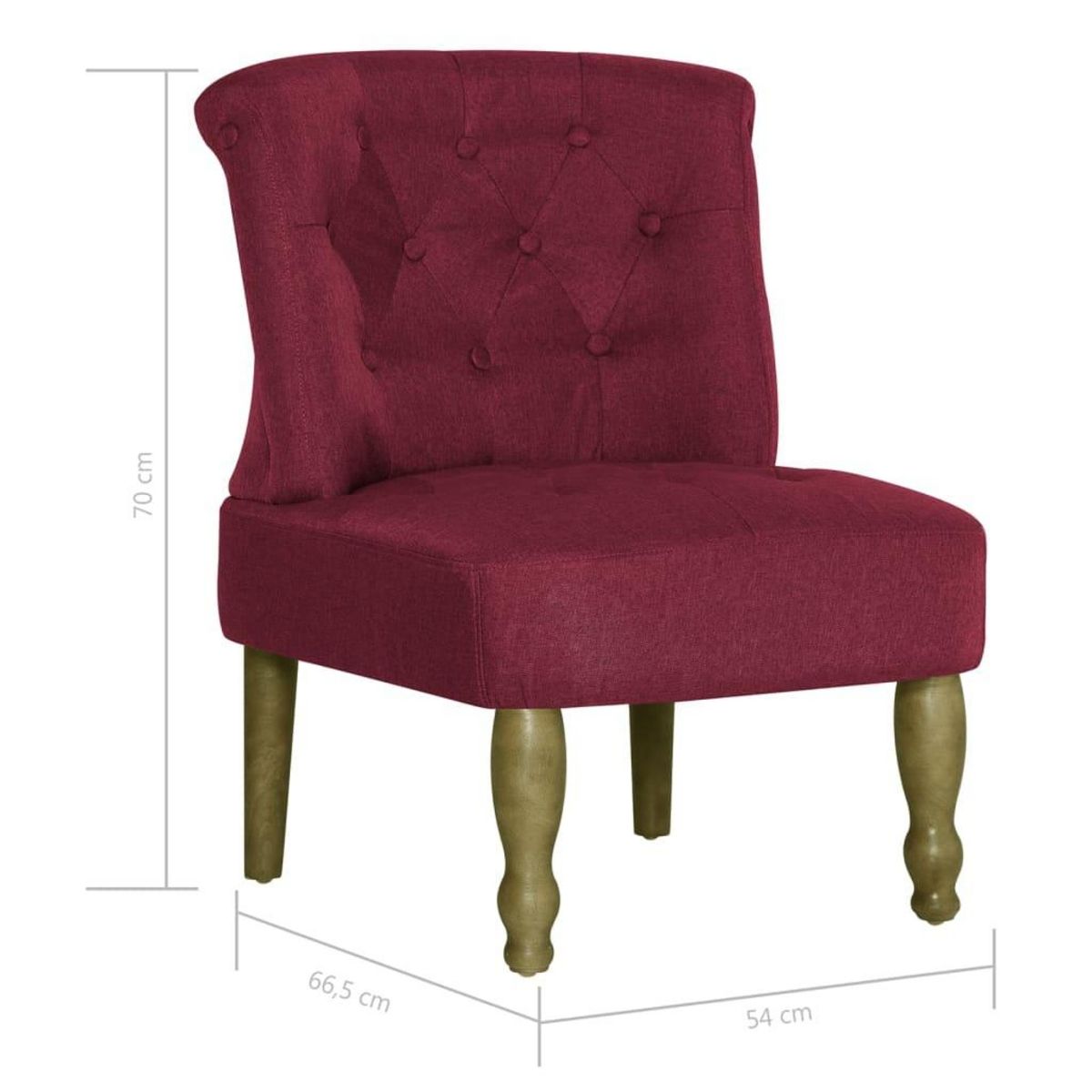 VIDAXL Chaises françaises lot de 2 rouge bordeaux tissu