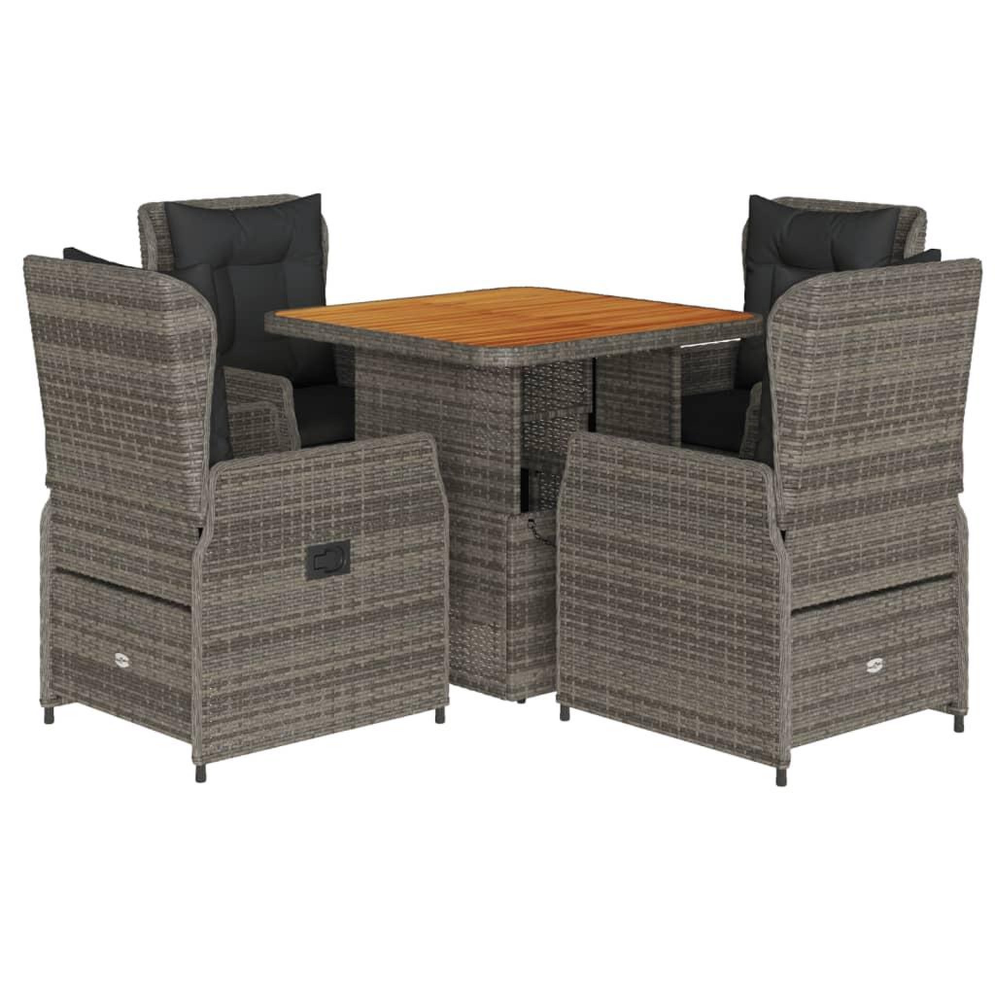 Voir la diapositive 2 : VIDAXL Ensemble a manger de jardin 5 pcs coussins gris resine tressee
