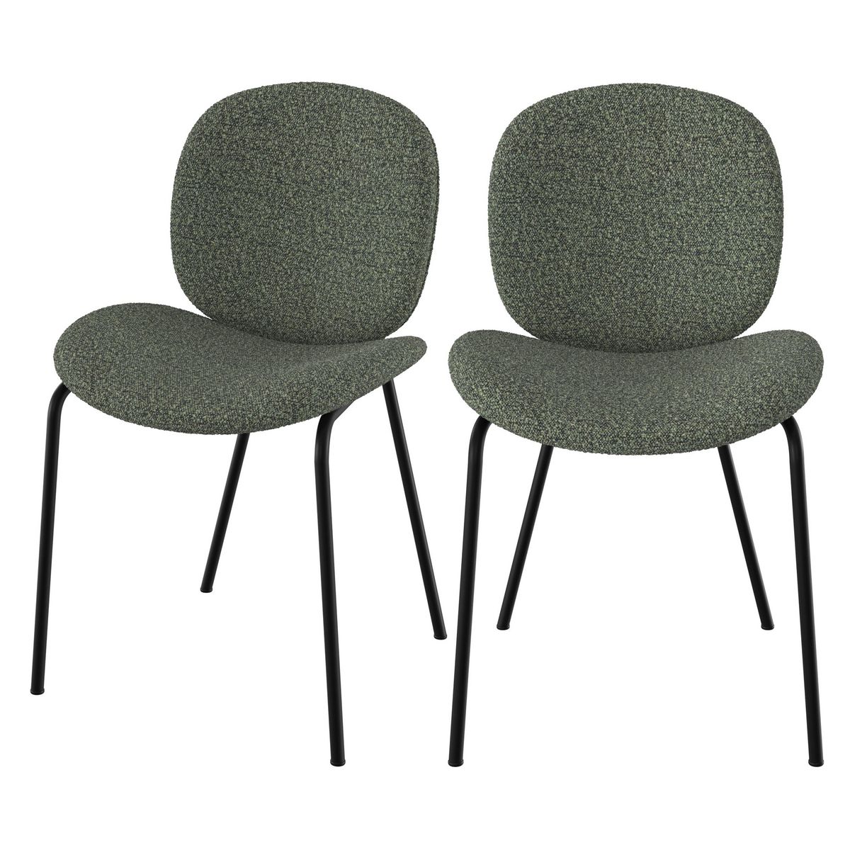 Rendez vous déco Lot de 2 chaises en tissu bouclé beige et pieds en métal noir - Iris