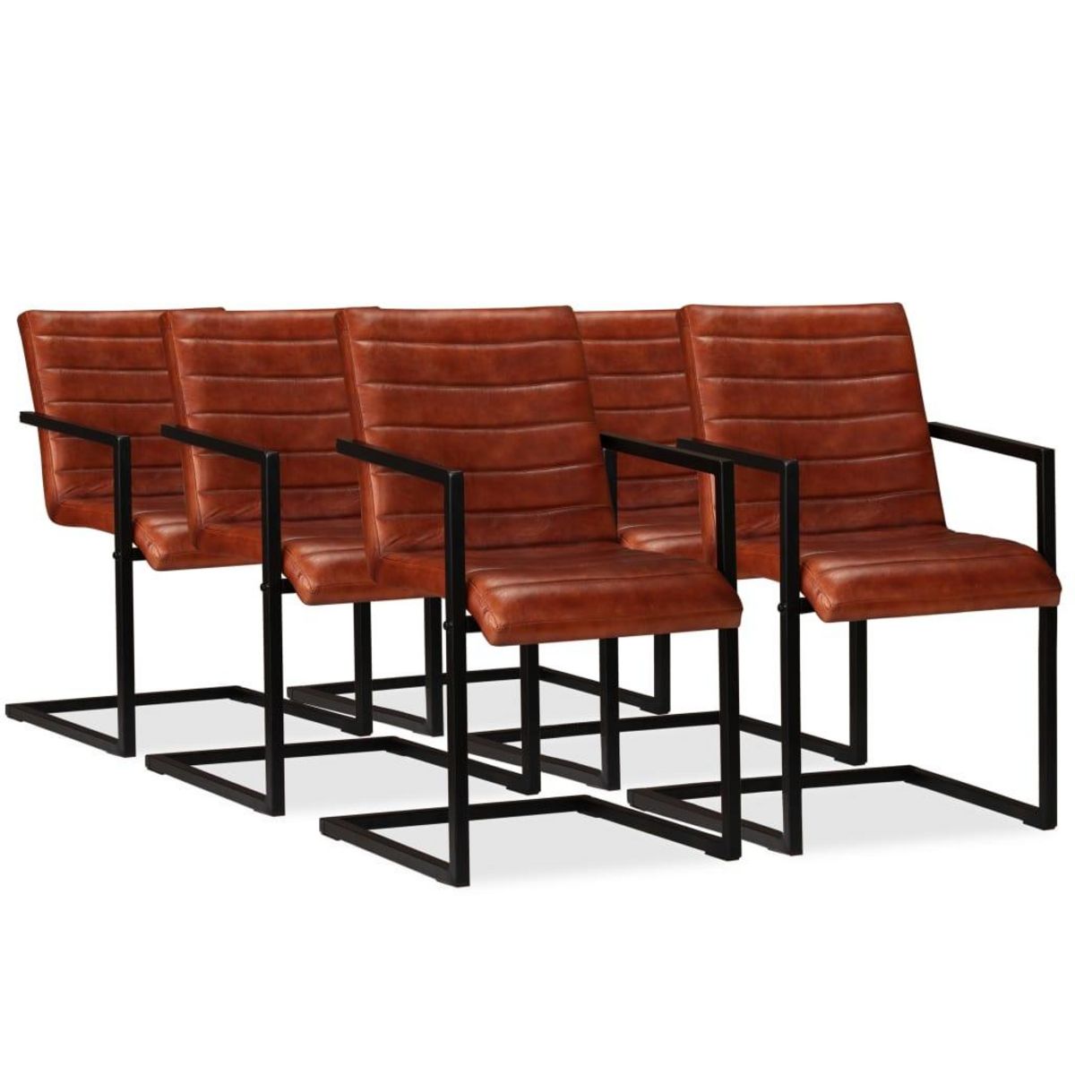 VIDAXL Chaises a manger lot de 6 marron cuir veritable
