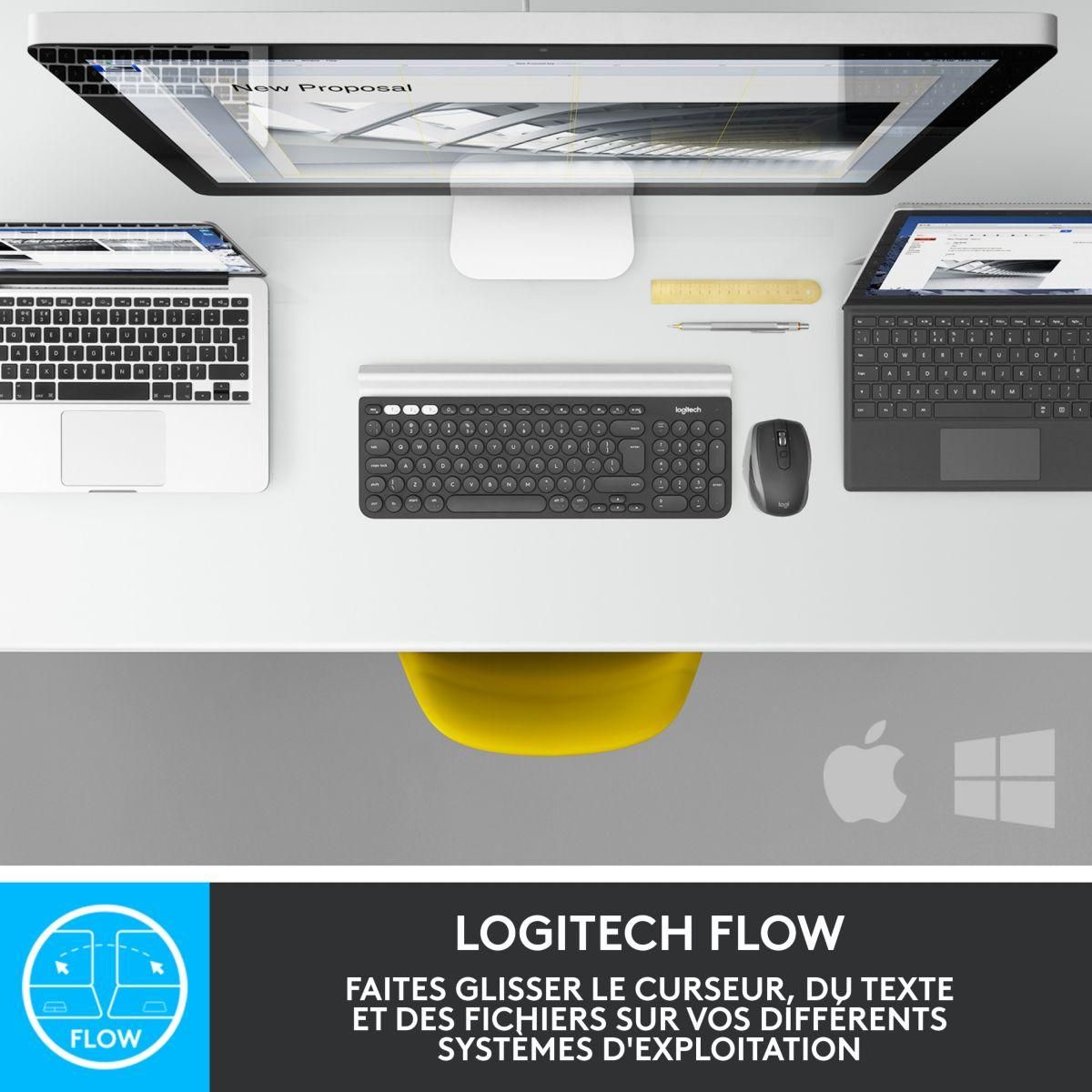 Logitech Souris sans fil rechargeable MX Anywhere 2S Gris pale