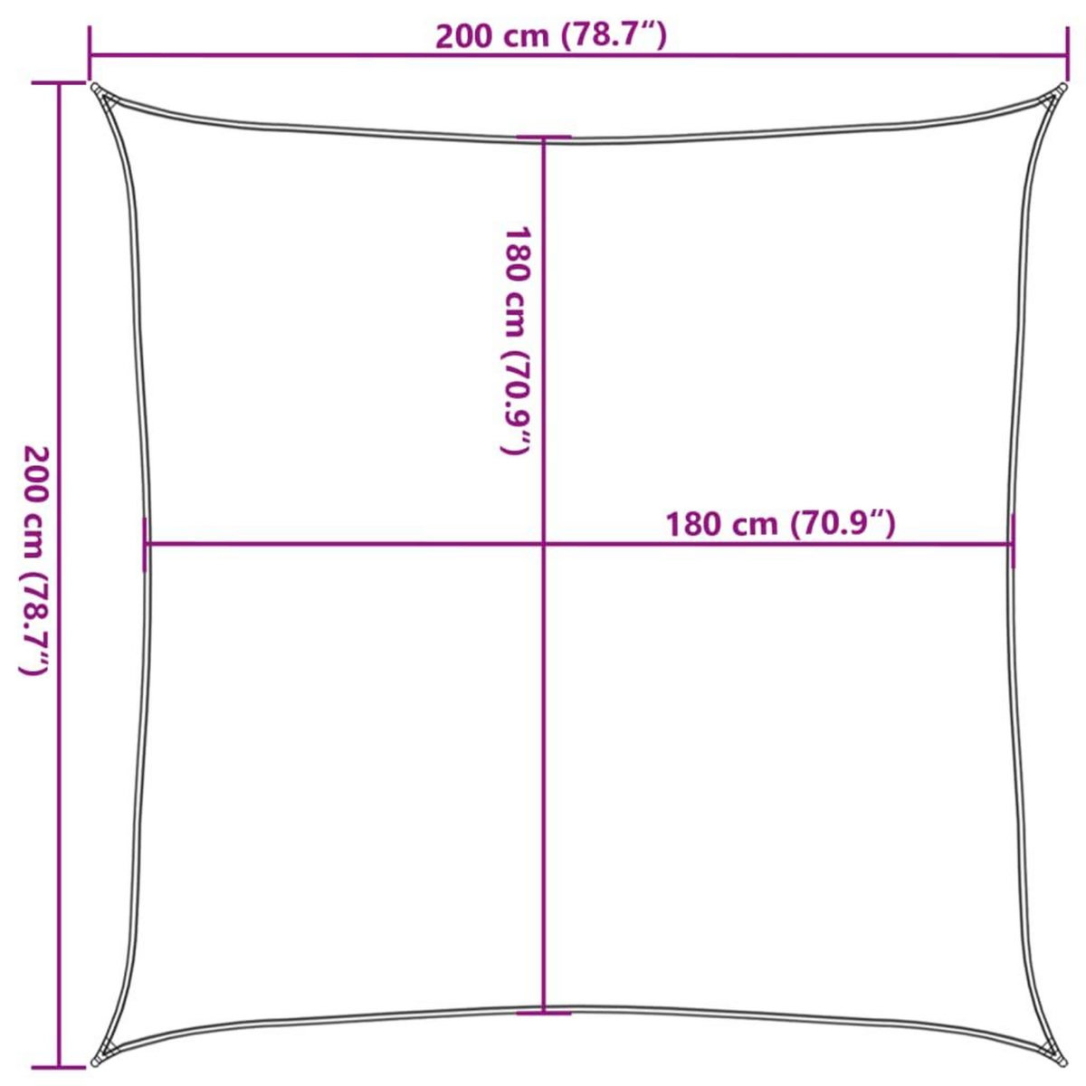 VIDAXL Voile de parasol PEHD Carre 2 x 2 m Blanc