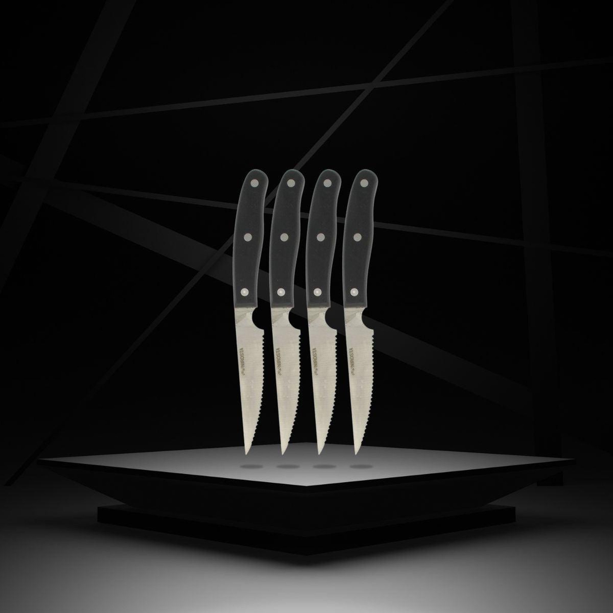 Voir la diapositive 4 : NIROSTA Lot de 4 couteaux à steak 22 cm nirosta fit