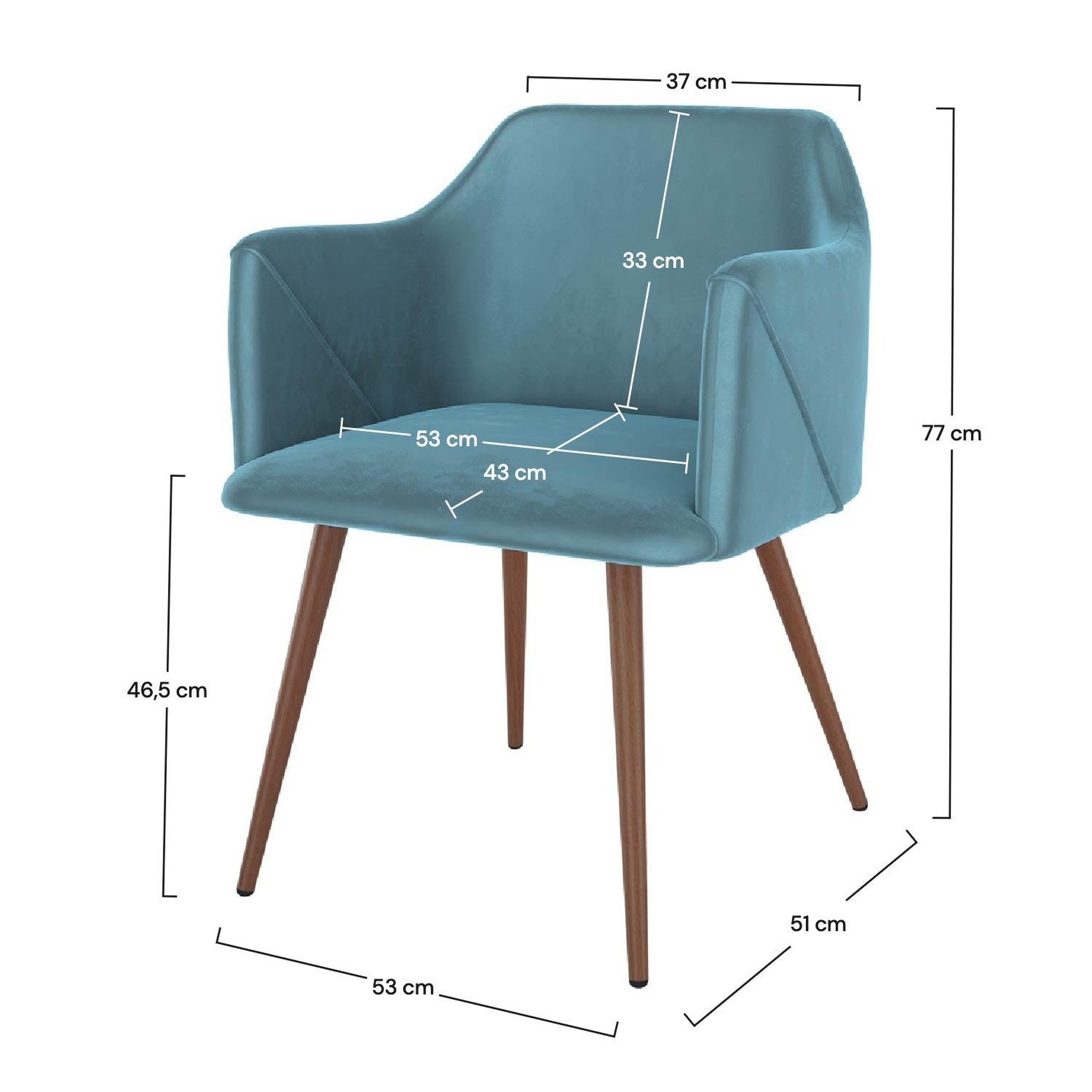Voir la diapositive 4 : MAISON PAVANE Lot de 2 chaises avec accoudoirs en velours bleu-daisy
