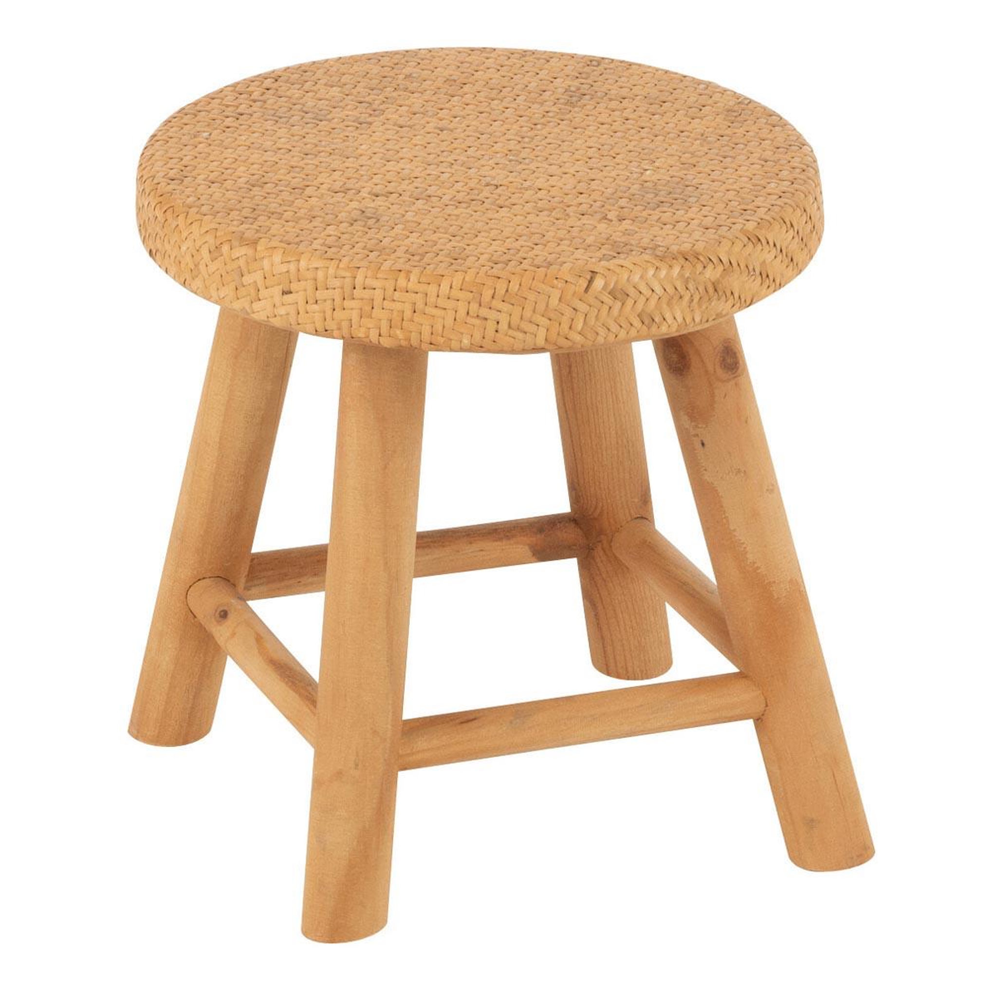 J-LINE Tabouret rond cannage en rotin  malinda  29cm naturel