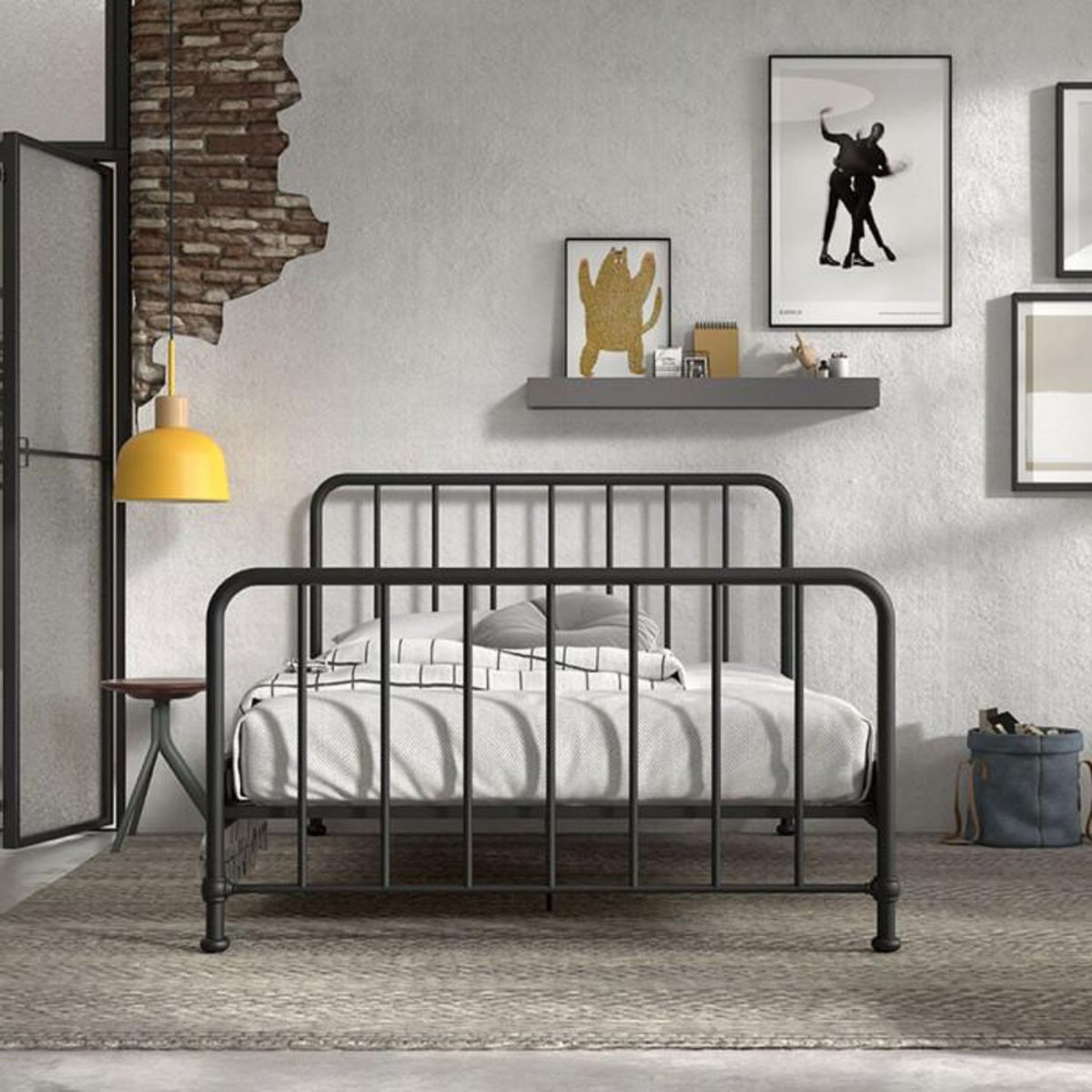 Paris Prix Lit Enfant  Bronxx  140x200cm Noir Mat