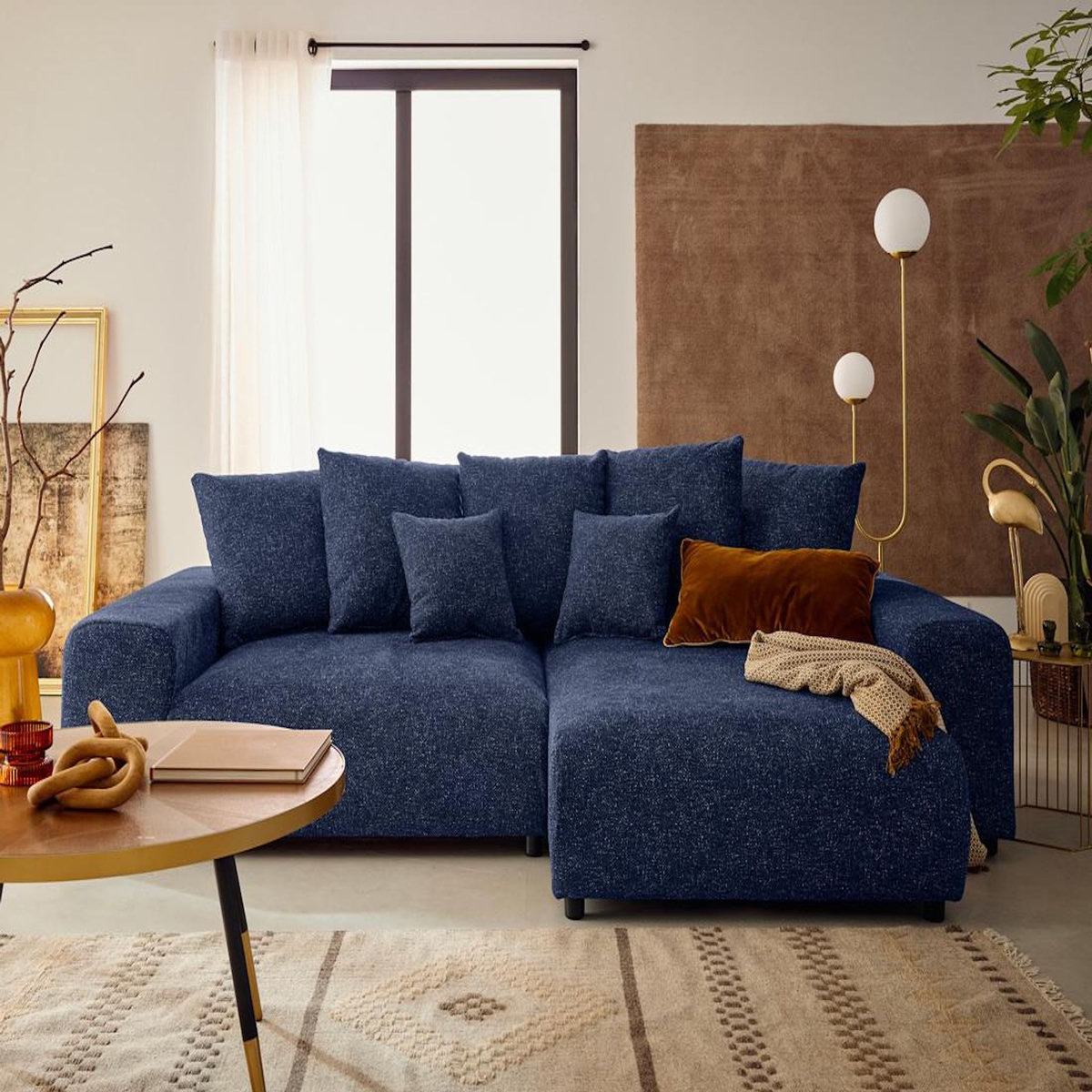 LISA DESIGN Jake - canapé panoramique d'angle droit 7 places convertible avec coffre en fausse fourrure