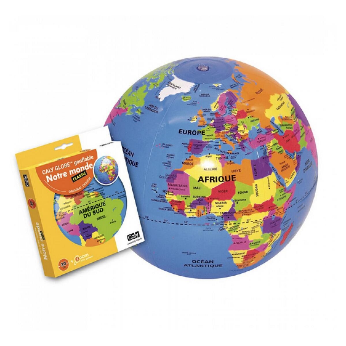 BASS & BASS Pays 30 Cm - Globe Terrestre Gonflable - Jeu Educatif