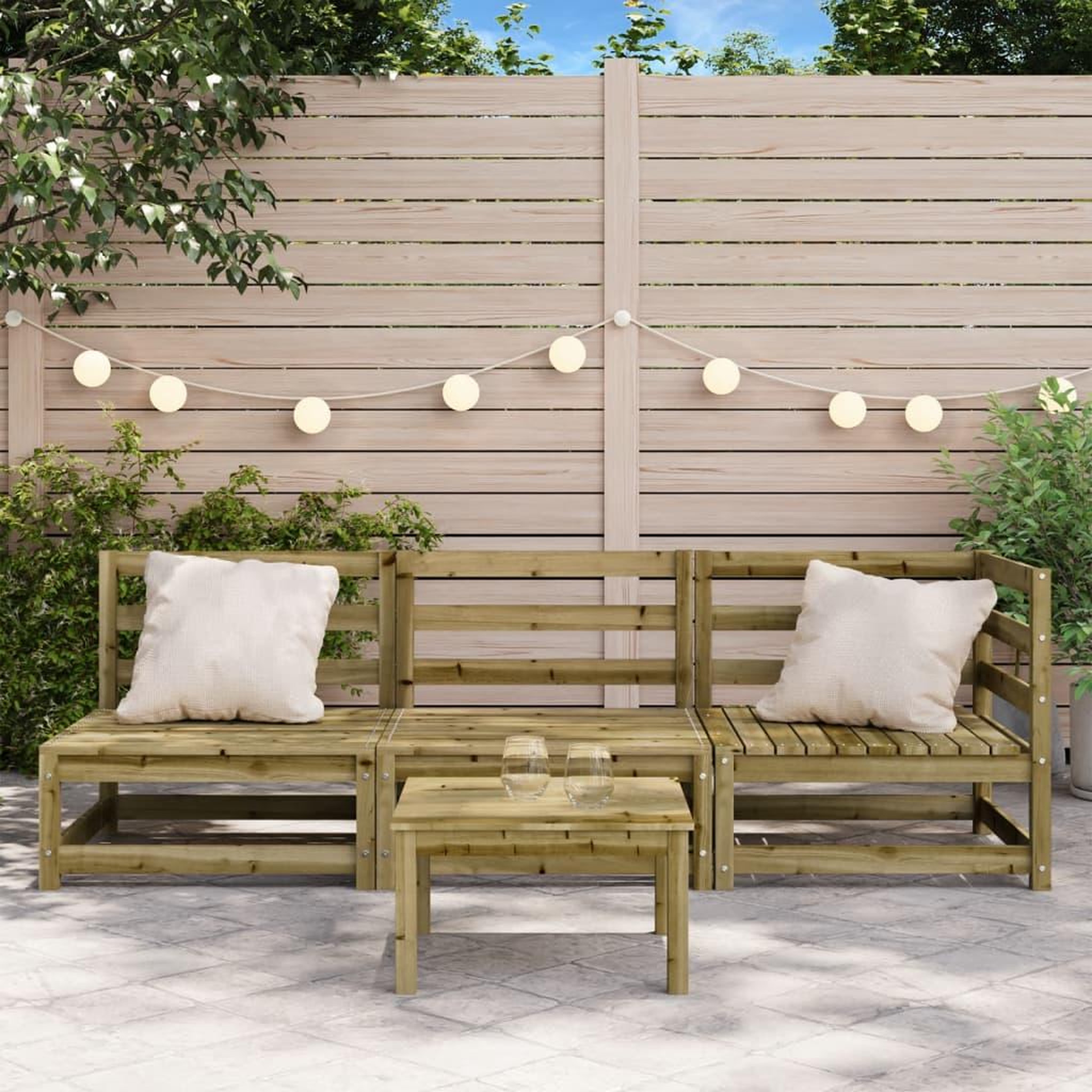 Voir la diapositive 3 : VIDAXL Canape de jardin 3 places bois de pin impregne