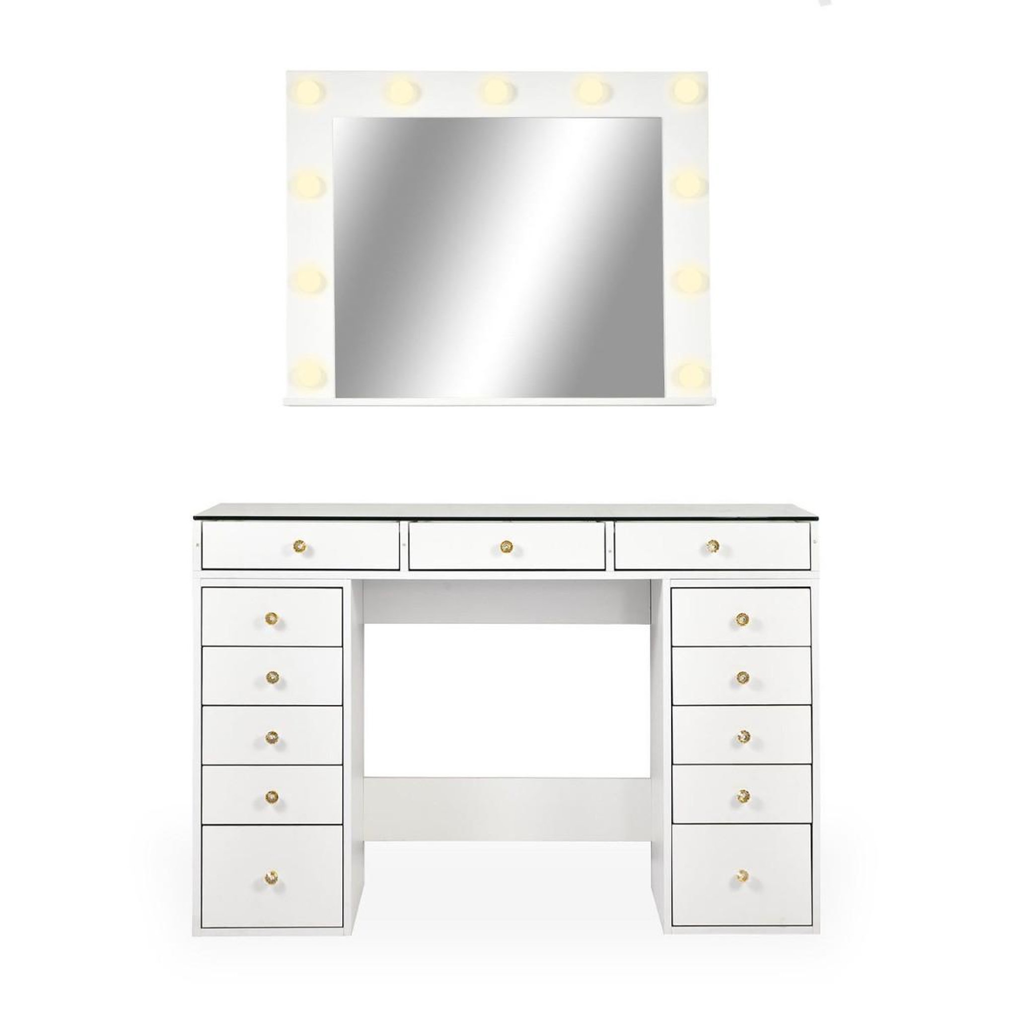 Voir la diapositive 2 : Paris Prix Coiffeuse avec 13 tiroirs & miroir  beauté  120cm blanc