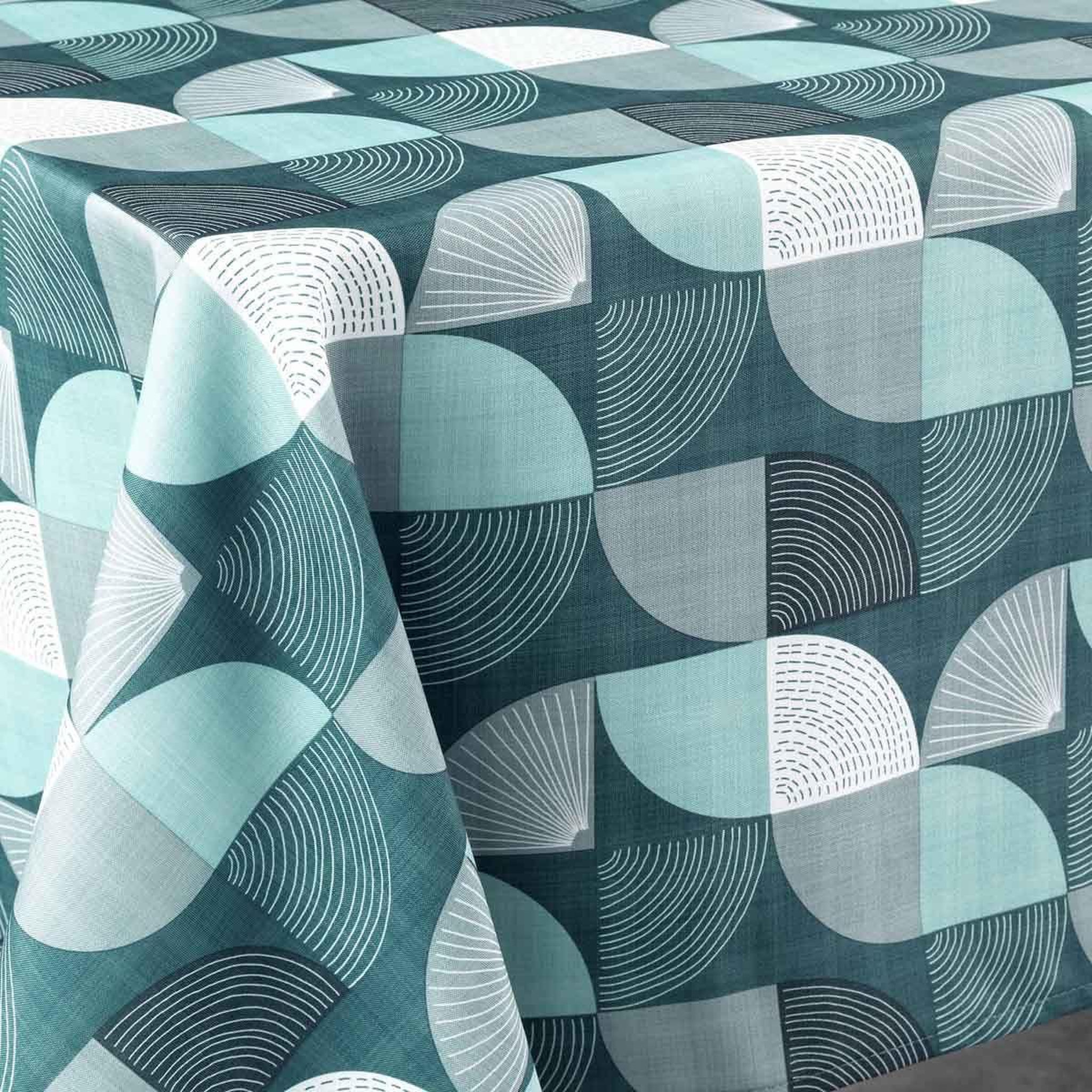 Voir la diapositive 2 : Douceur d'Intérieur Nappe imprimée  ambroise  145x240cm pétrole