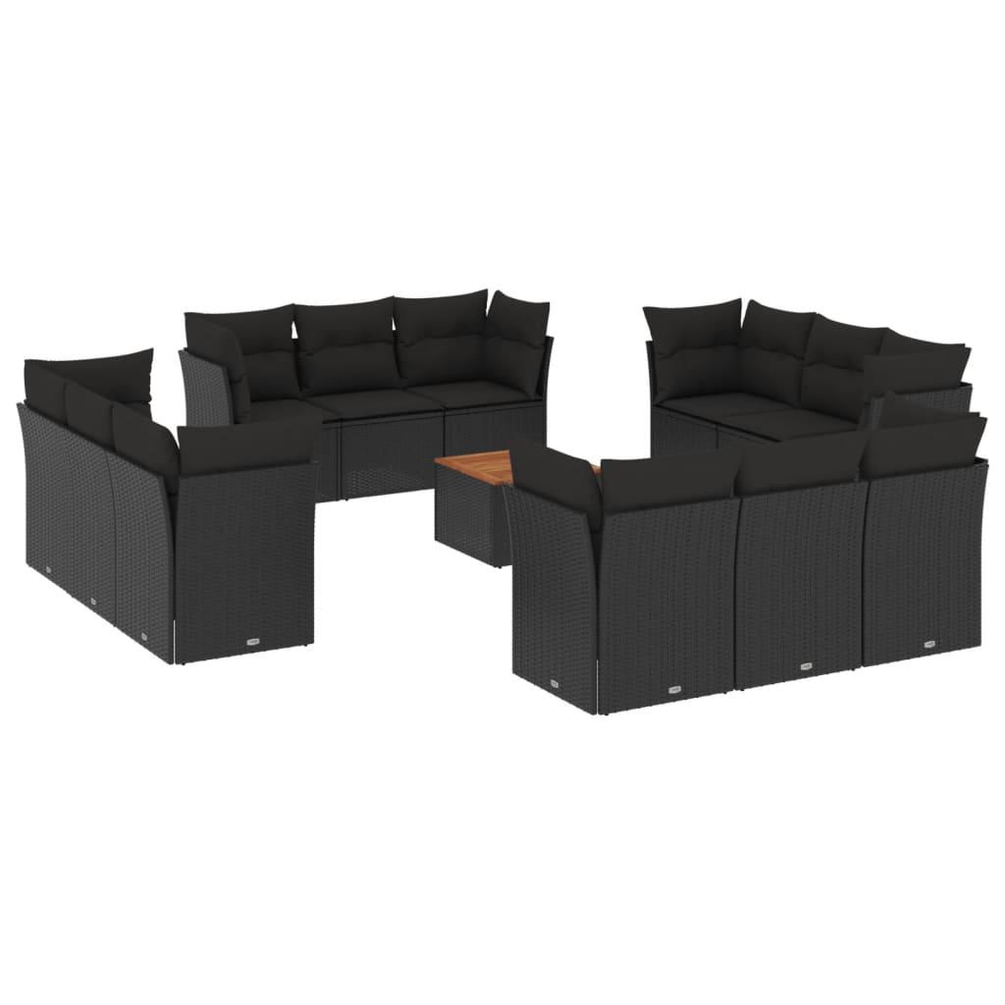 Voir la diapositive 2 : VIDAXL Salon de jardin avec coussins 13 pcs noir resine tressee