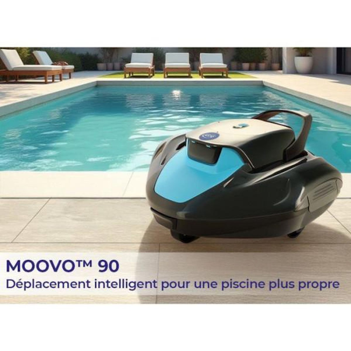 GRE Robot de piscine - GRE - Moovo TM 90 - a batterie - Piscines hors-sol - Jusqu'a 9 m de longueur/80 m² - Autonomie 90 min - 2 L