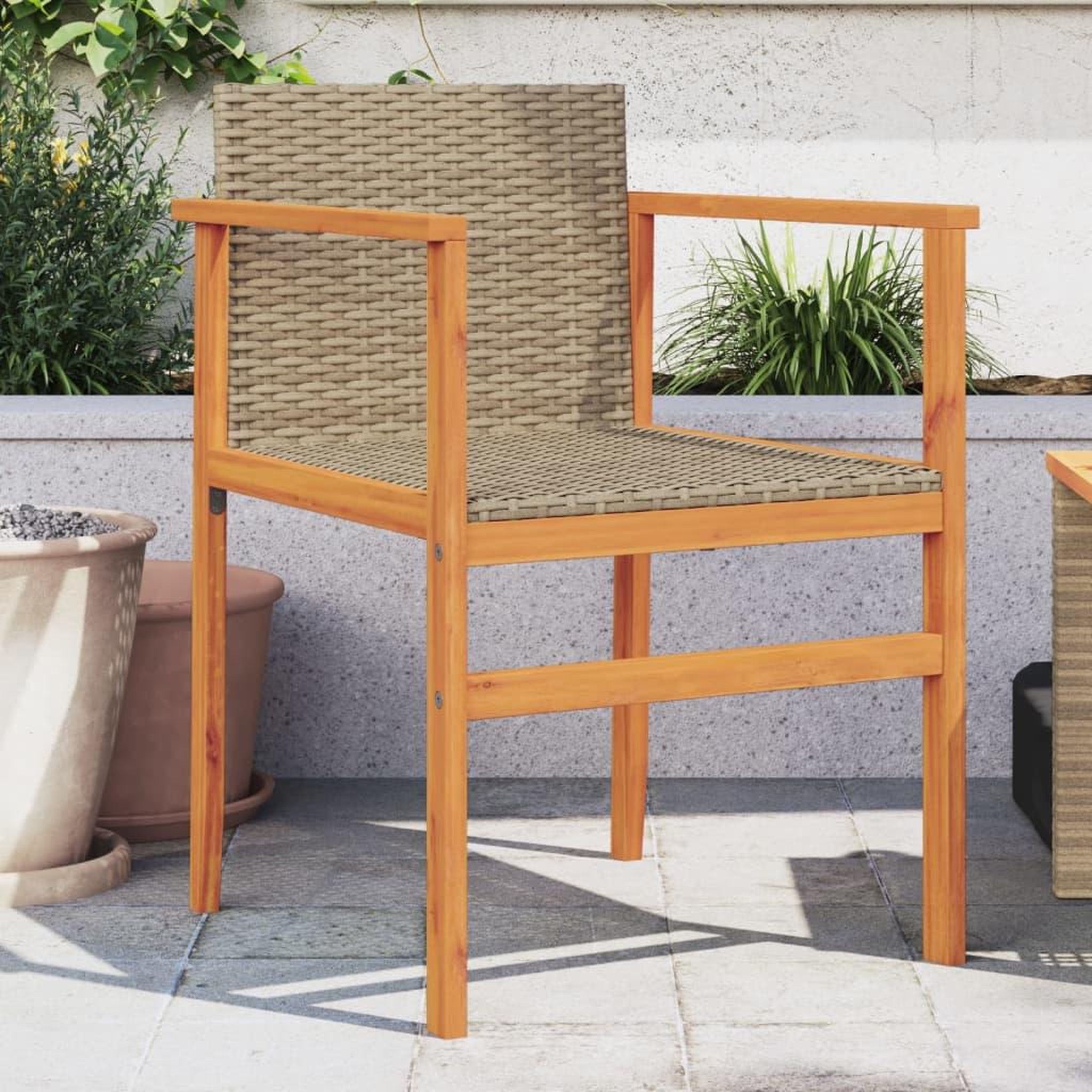 VIDAXL Chaises de jardin lot de 2 beige resine tressee et bois massif
