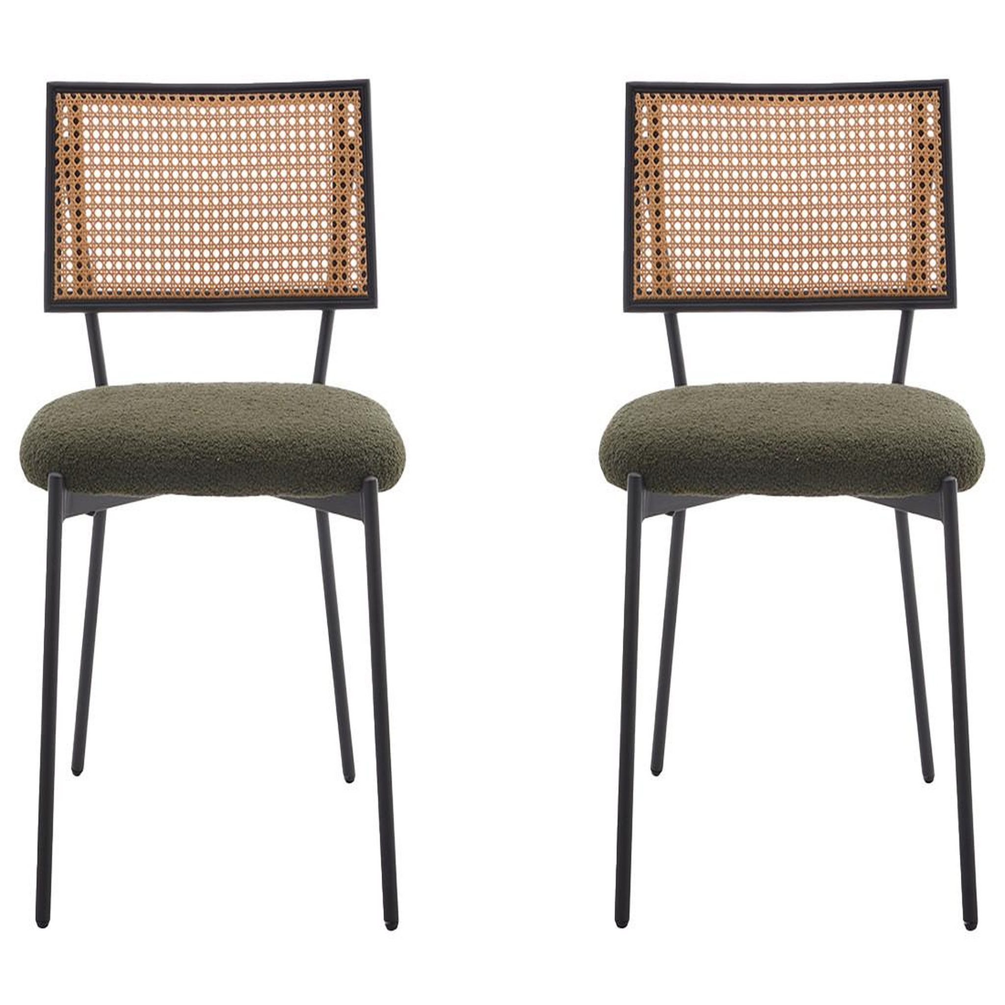 Voir la diapositive 2 : BEST MOBILIER Luciano - lot de 2 chaises cannage - en tissu bouclette