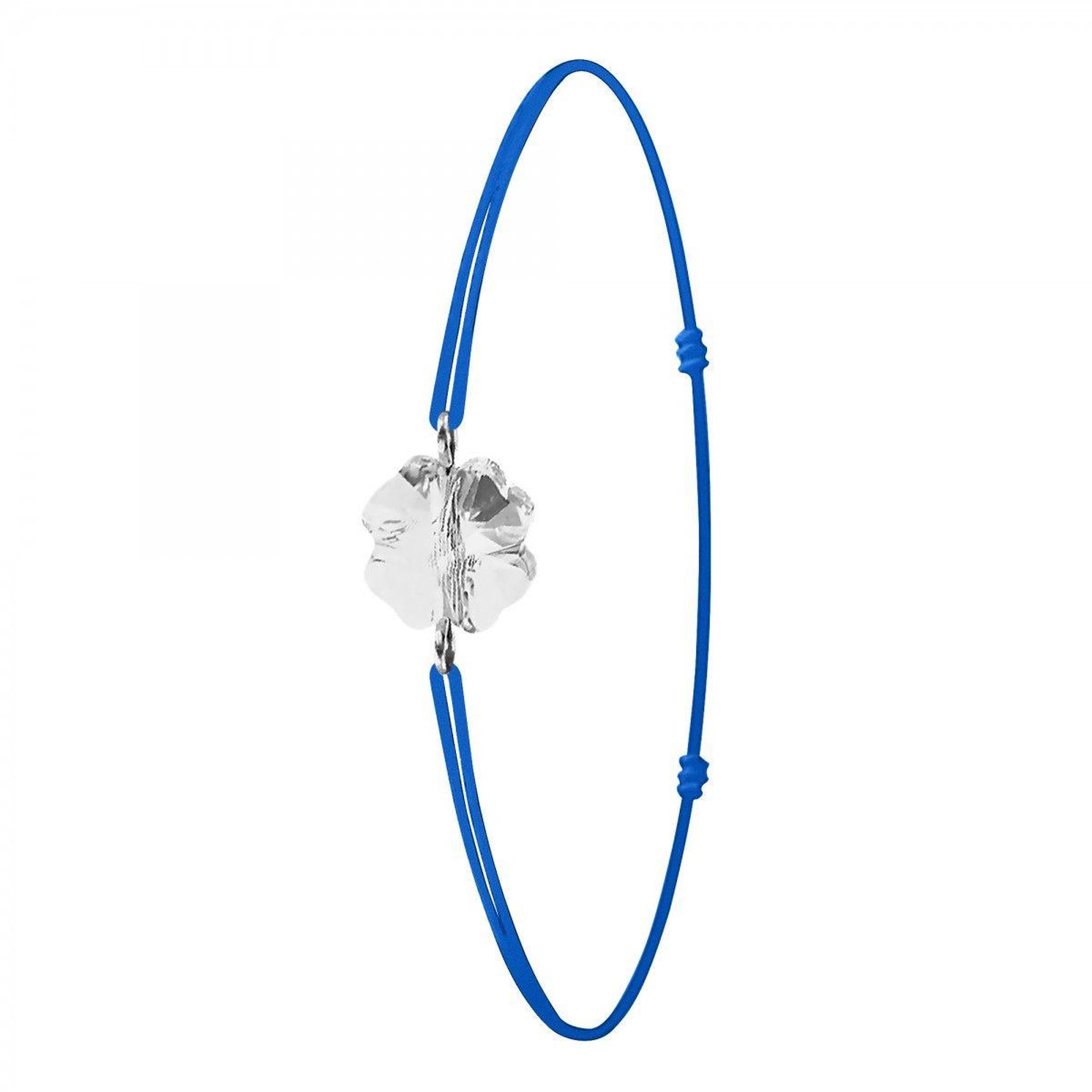 SC CRYSTAL Bracelet élastique bleu et trèfle SC Crystal orné de Cristaux scintillants