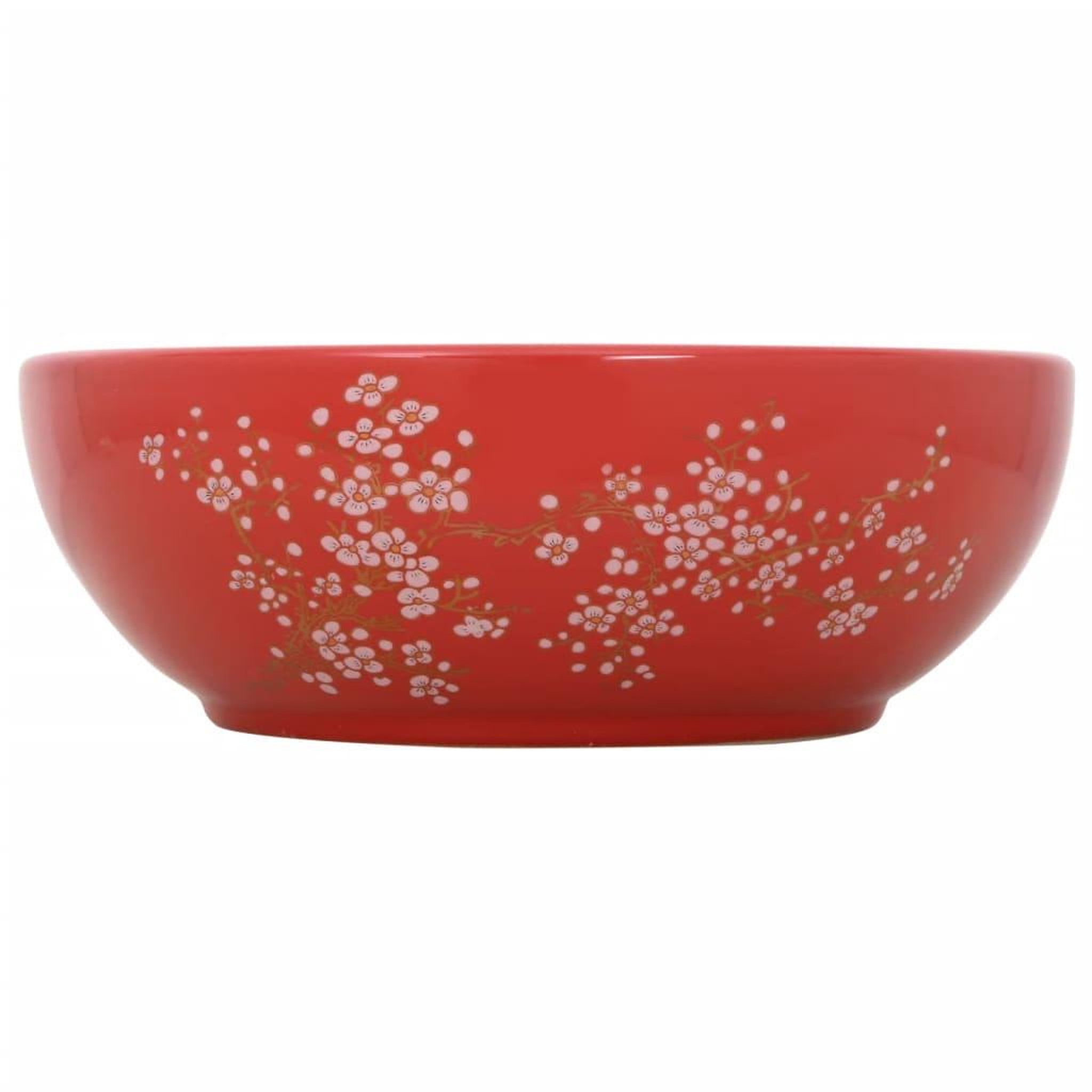 Voir la diapositive 2 : VIDAXL Vasque a poser blanc et rouge rond Φ41x14 cm ceramique