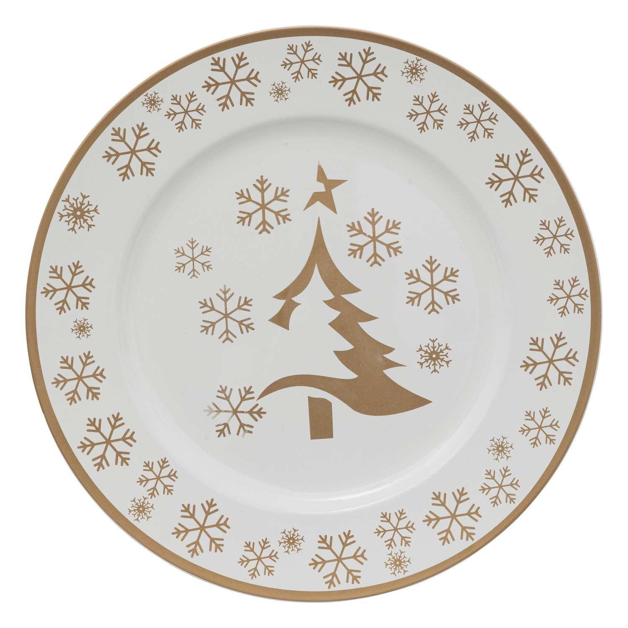 TOILINUX Lot de 12 dessous d'assiette sapin diam 33 cm - or