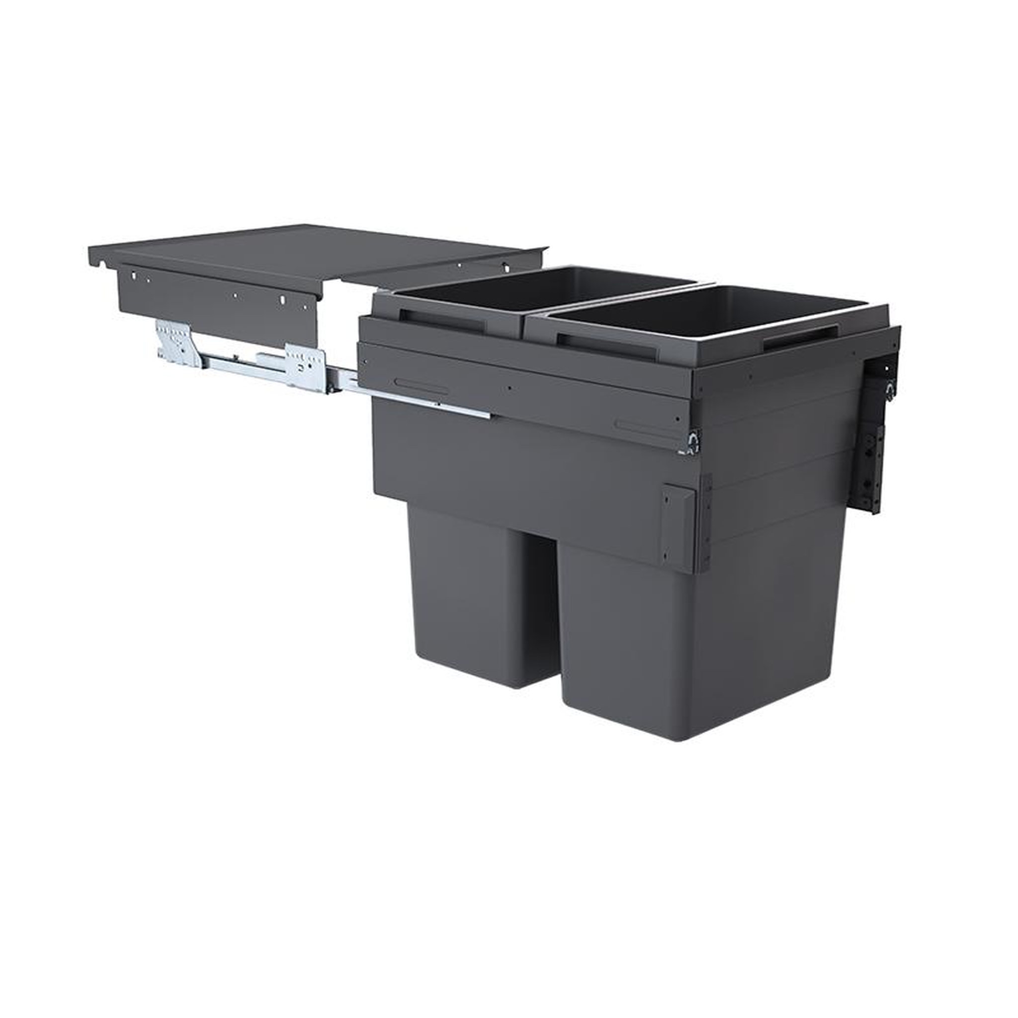 HAILO Poubelle de cuisine tri sélectif 2 bacs encastrable 80l (38+38) hailo euro cargo anthracite